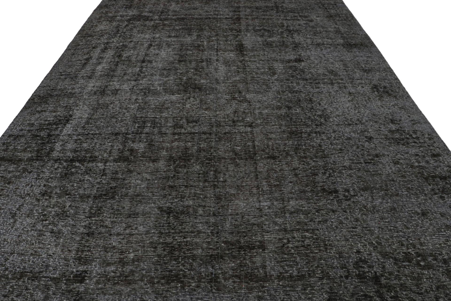 Persiano Tappeto persiano vintage con motivi transitori neri e grigi di Rug & Kilim in vendita