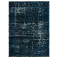 Tappeto persiano vintage con motivi transitori blu e neri di Rug & Kilim