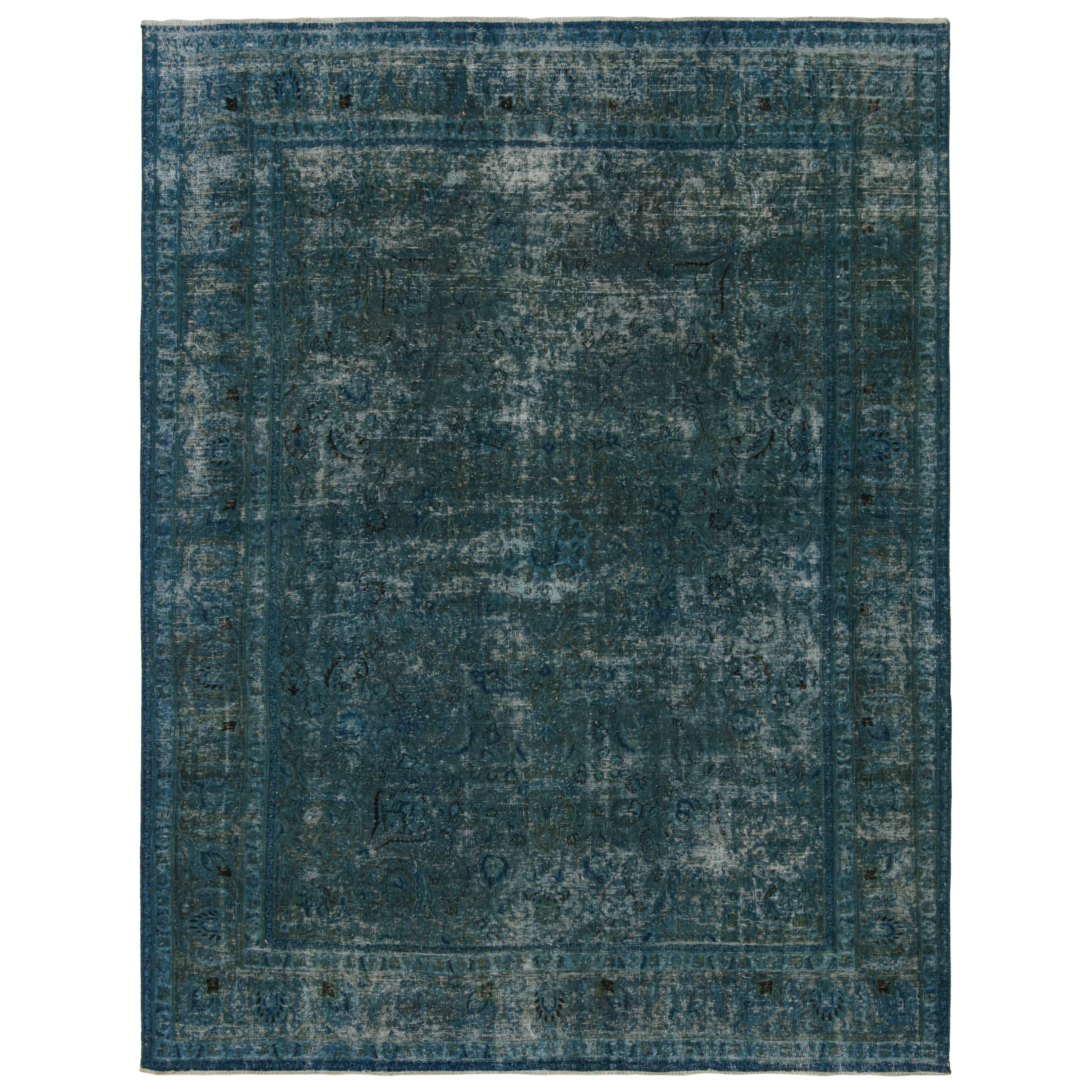 Tappeto persiano vintage con motivi floreali blu, da Rug & Kilim