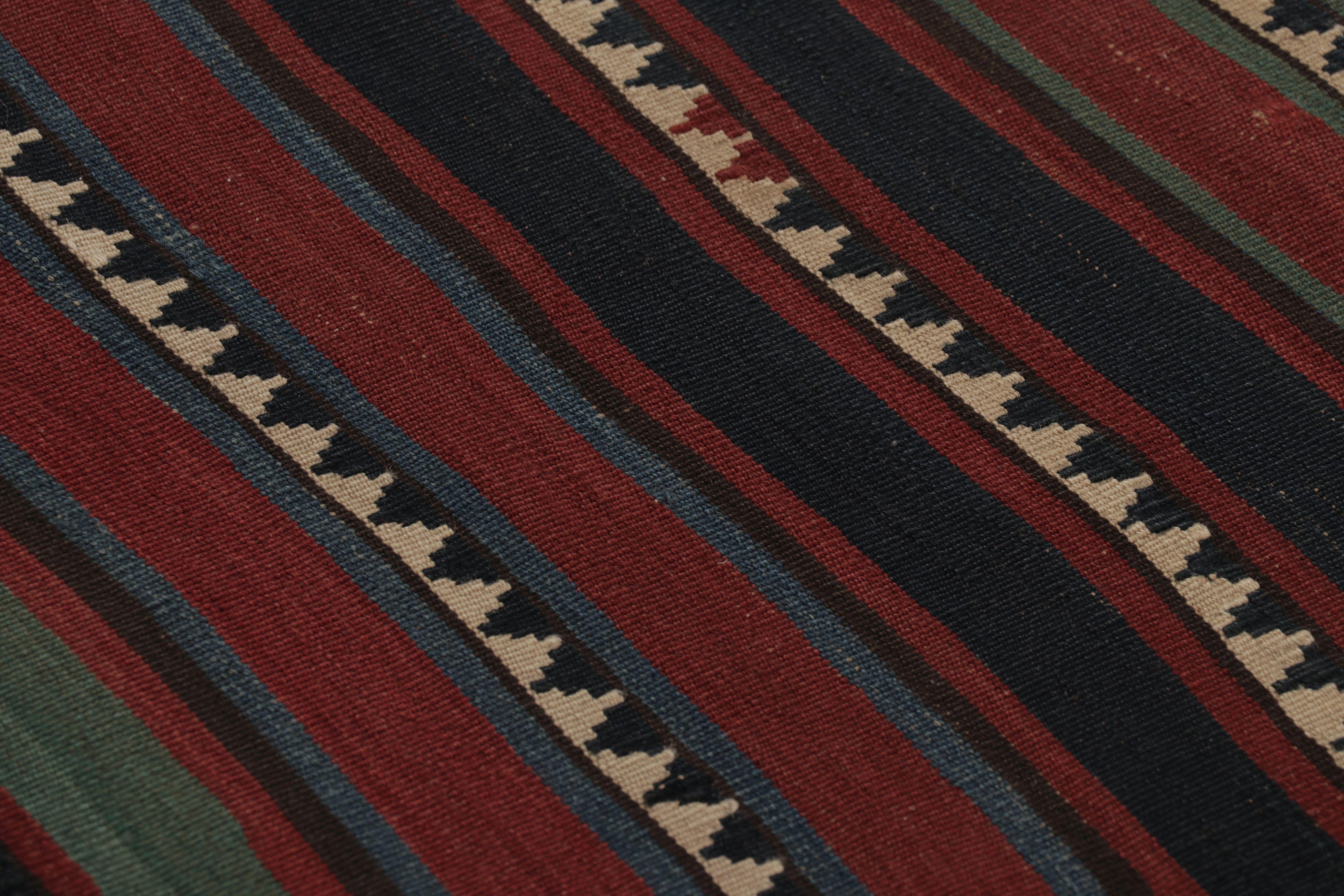 Vintage Persian Runner Kilim, Tribal Rug with Polychromatic Stripes s (Kelim) im Angebot