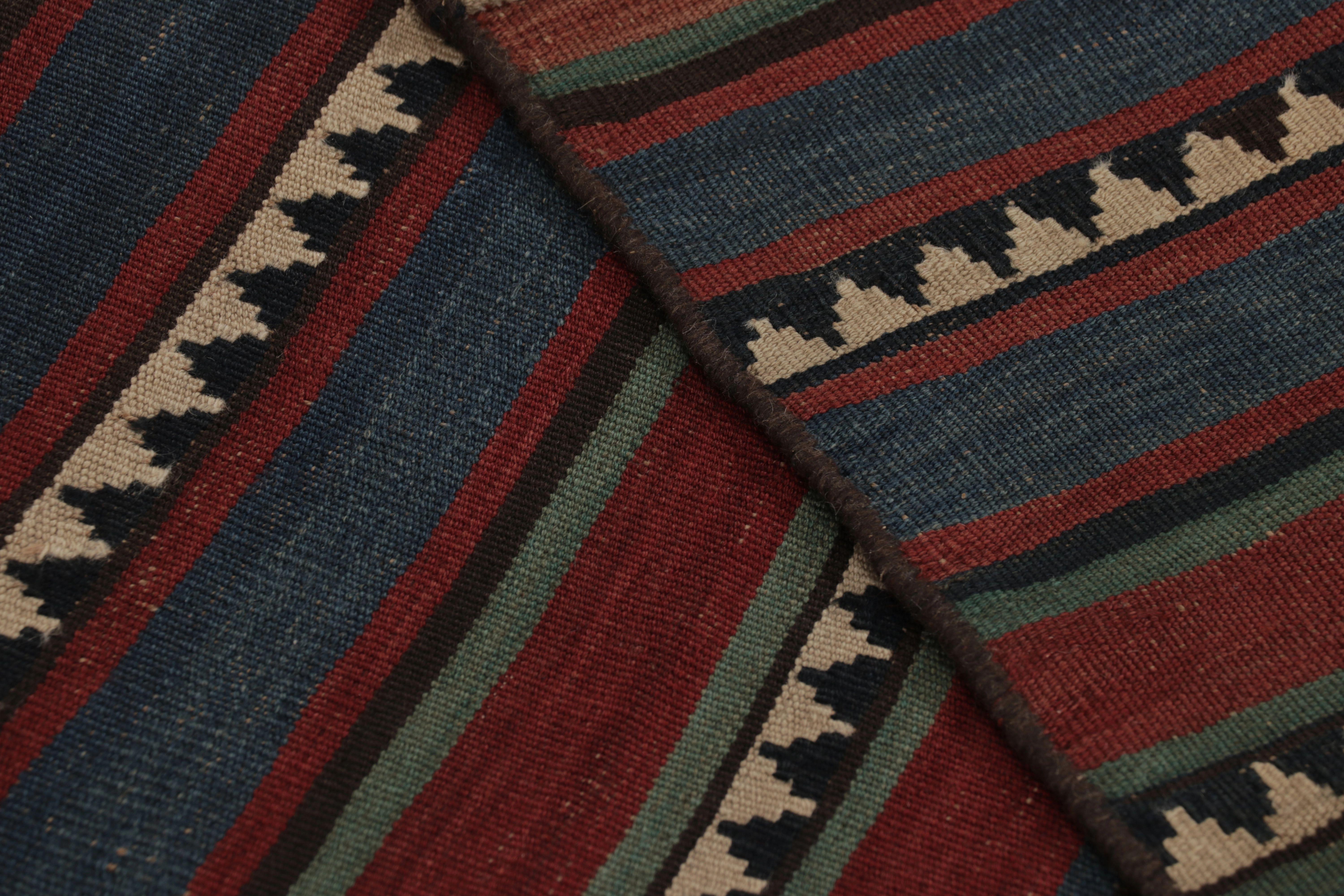 Vintage Persian Runner Kilim, Tribal Rug with Polychromatic Stripes s (Wolle) im Angebot