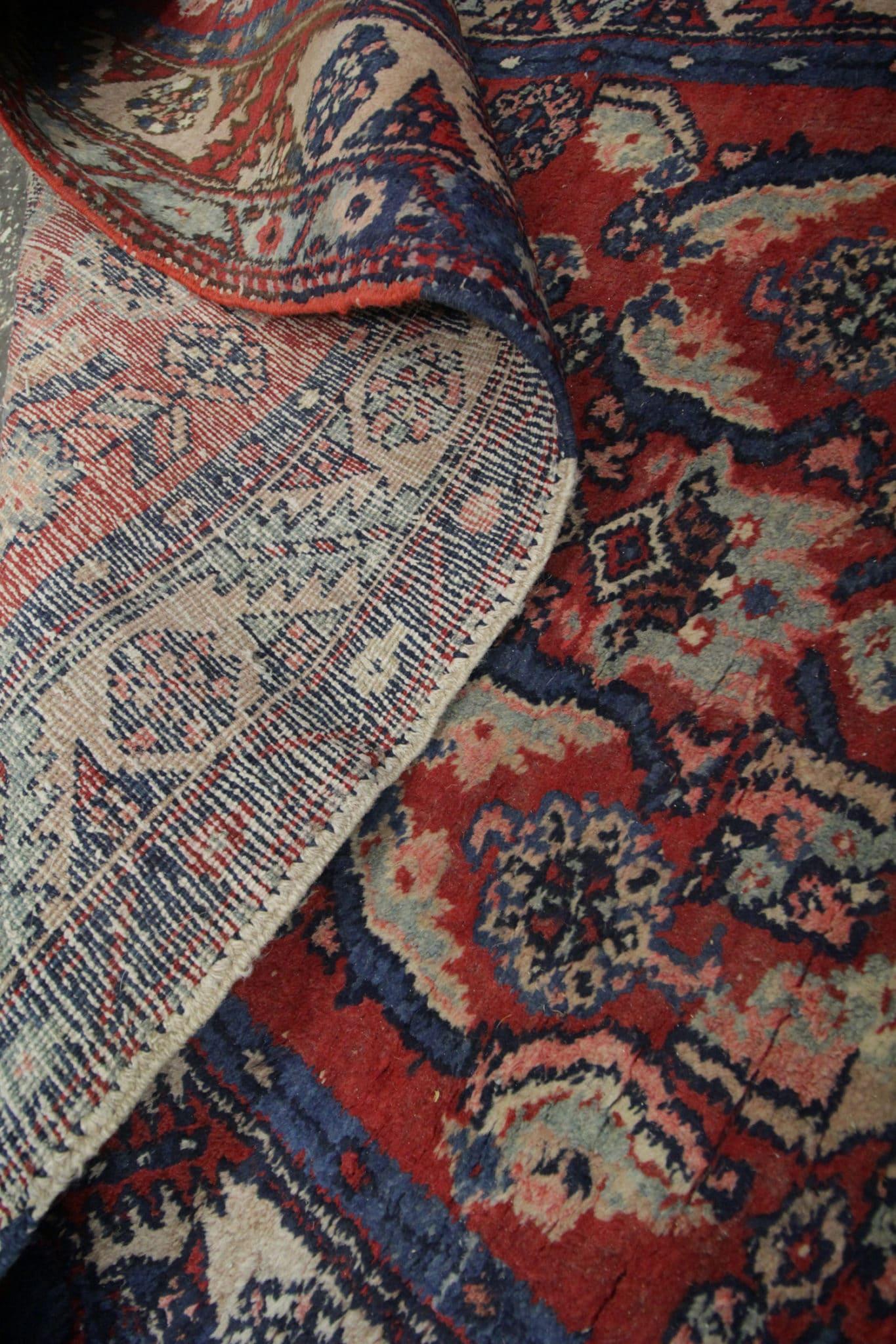 Hand-Knotted Vintage Runner Mahal Rug Handmade Carpet Harati Pattern Red Stair Runner For Sale