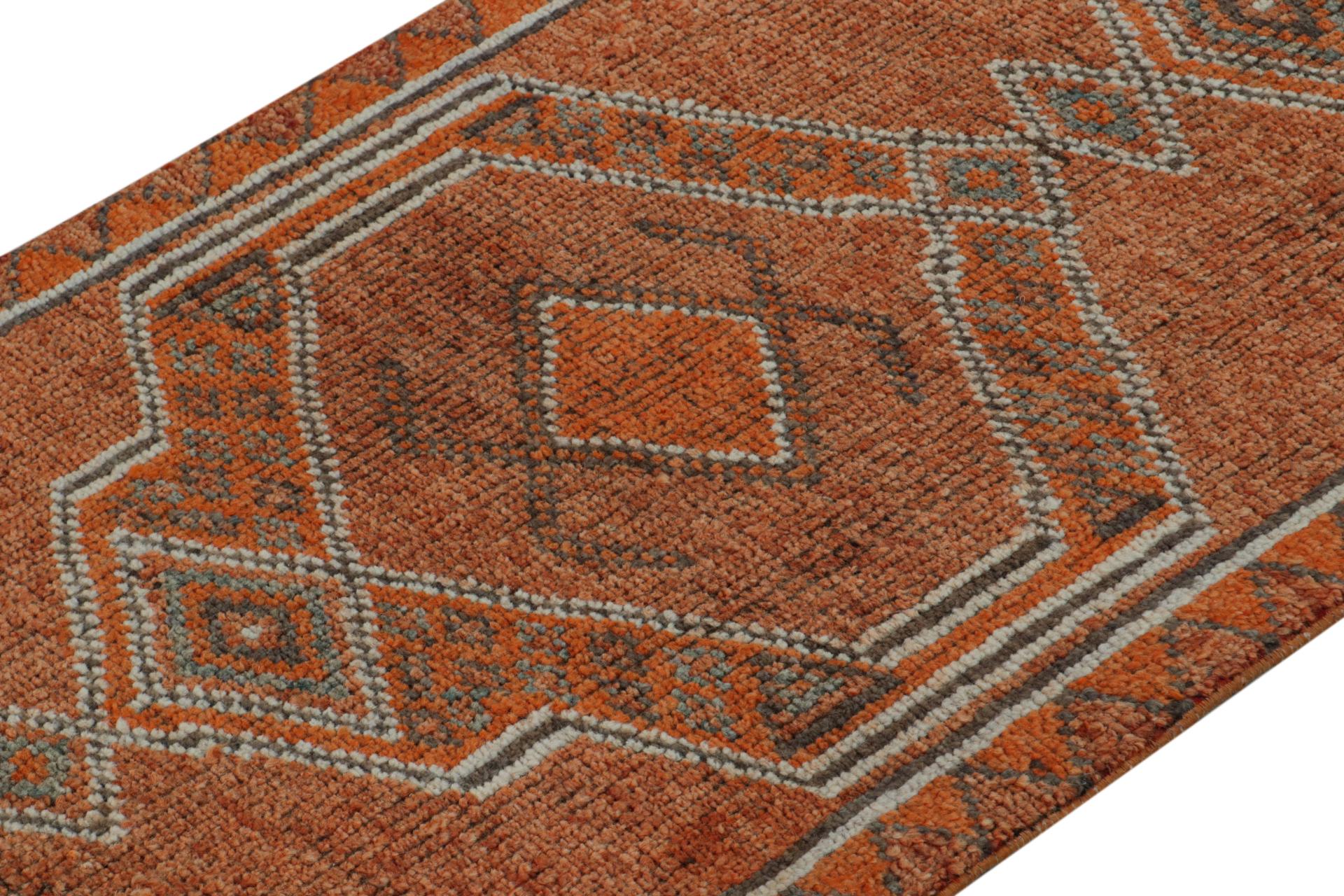 Vintage Persian runner with Orange and White Patterns by Rug & Kilim In Good Condition For Sale In Long Island City, NY