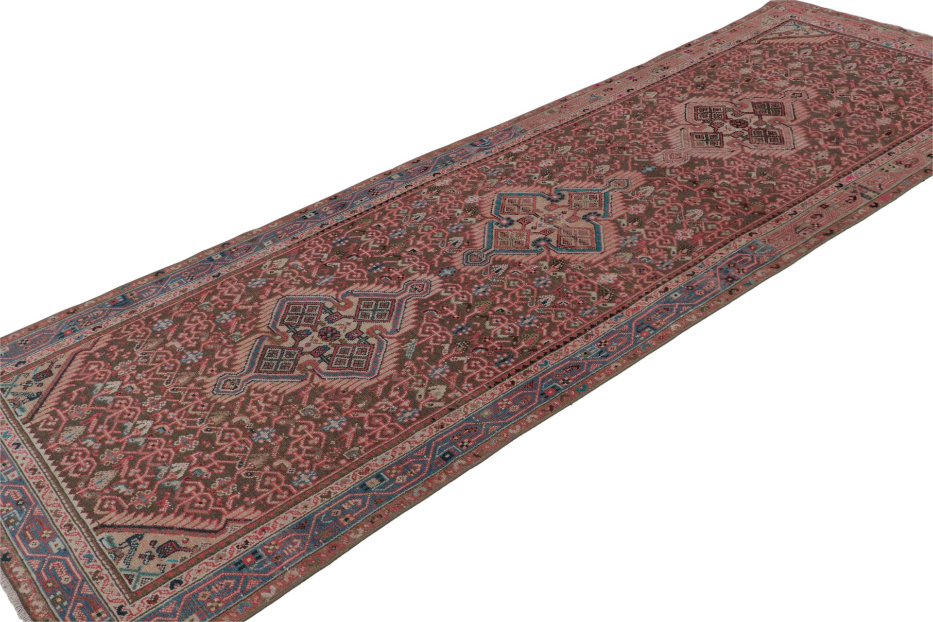Hand knotted in wool, a 4x10 Persian rug circa 1970-1980 - latest to join Rug & Kilim’s vintage selections.

On the Design:

The runner enjoys geometric patterns in red and beige-brown. Keen eyes will admire the repetition lending a refined sense of