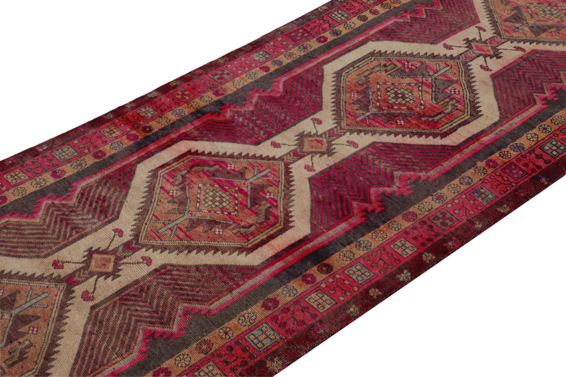 Vintage Persian runner with Red, Beige-Brown Patterns by Rug & Kilim In Good Condition For Sale In Long Island City, NY