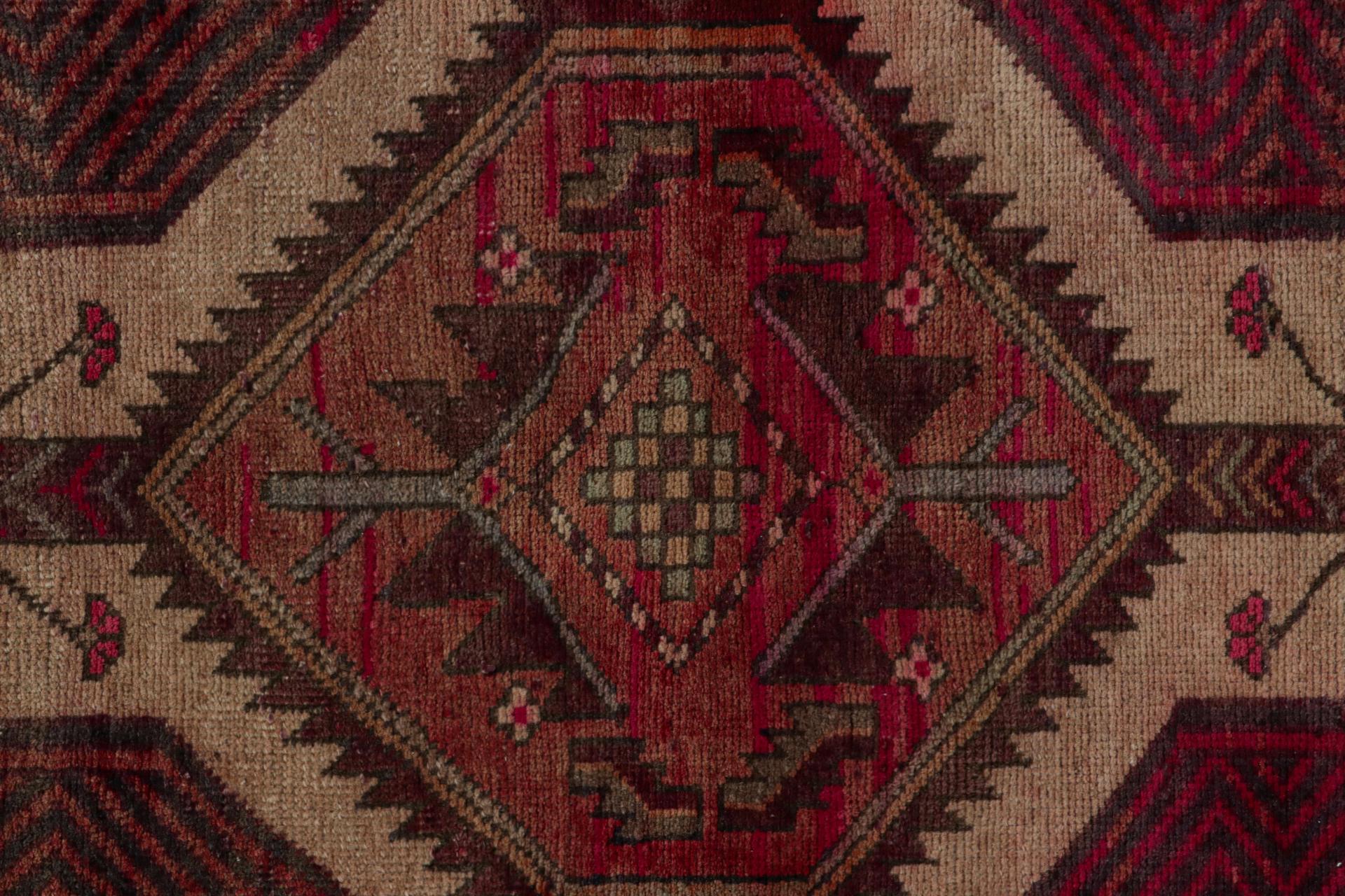 Wool Vintage Persian runner with Red, Beige-Brown Patterns by Rug & Kilim For Sale