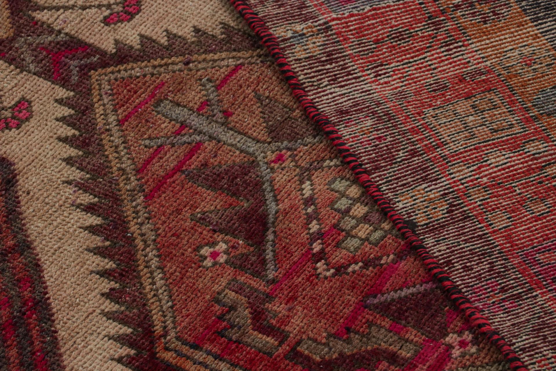 Vintage Persian runner with Red, Beige-Brown Patterns by Rug & Kilim For Sale 1