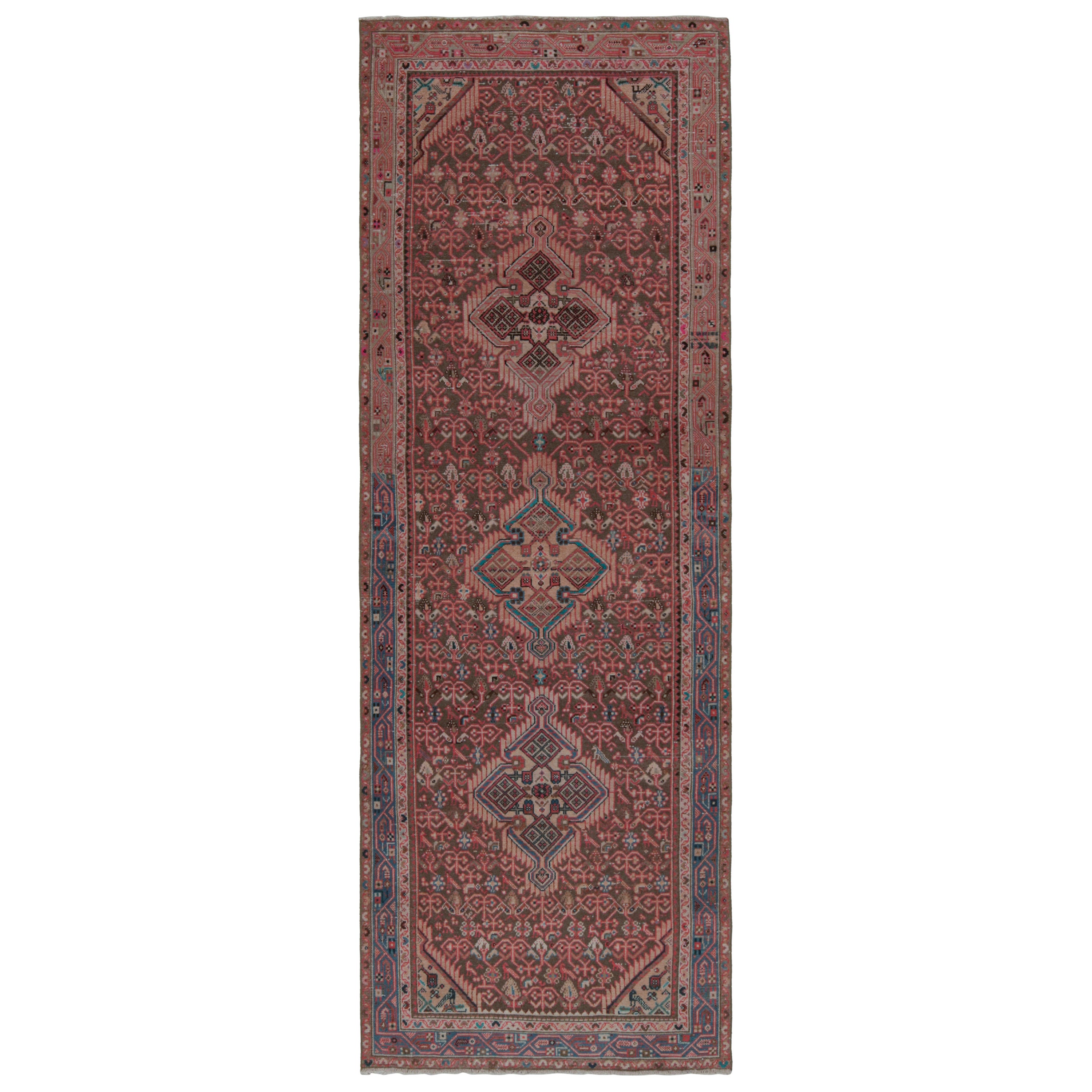 Vintage Persian runner with Red, Beige-Brown Patterns by Rug & Kilim