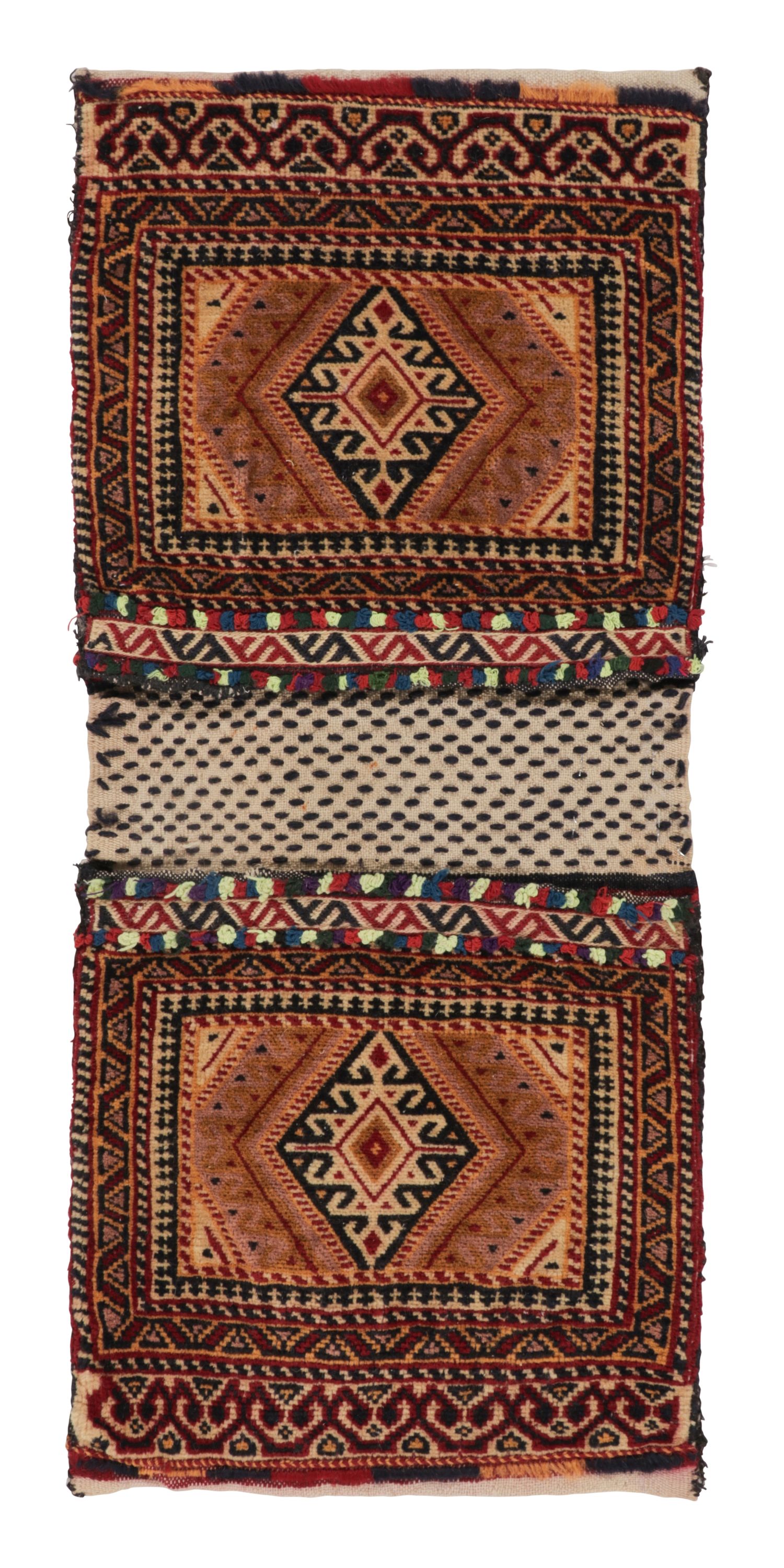 Vintage Persian Saddle Bag Rug with Geometric Patterns - Rug & Kilim For Sale