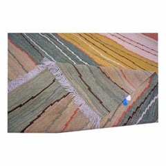 Vintage Persian Safari Kilim Wool 7x9 Multicolor Striped Handmade Area Rug