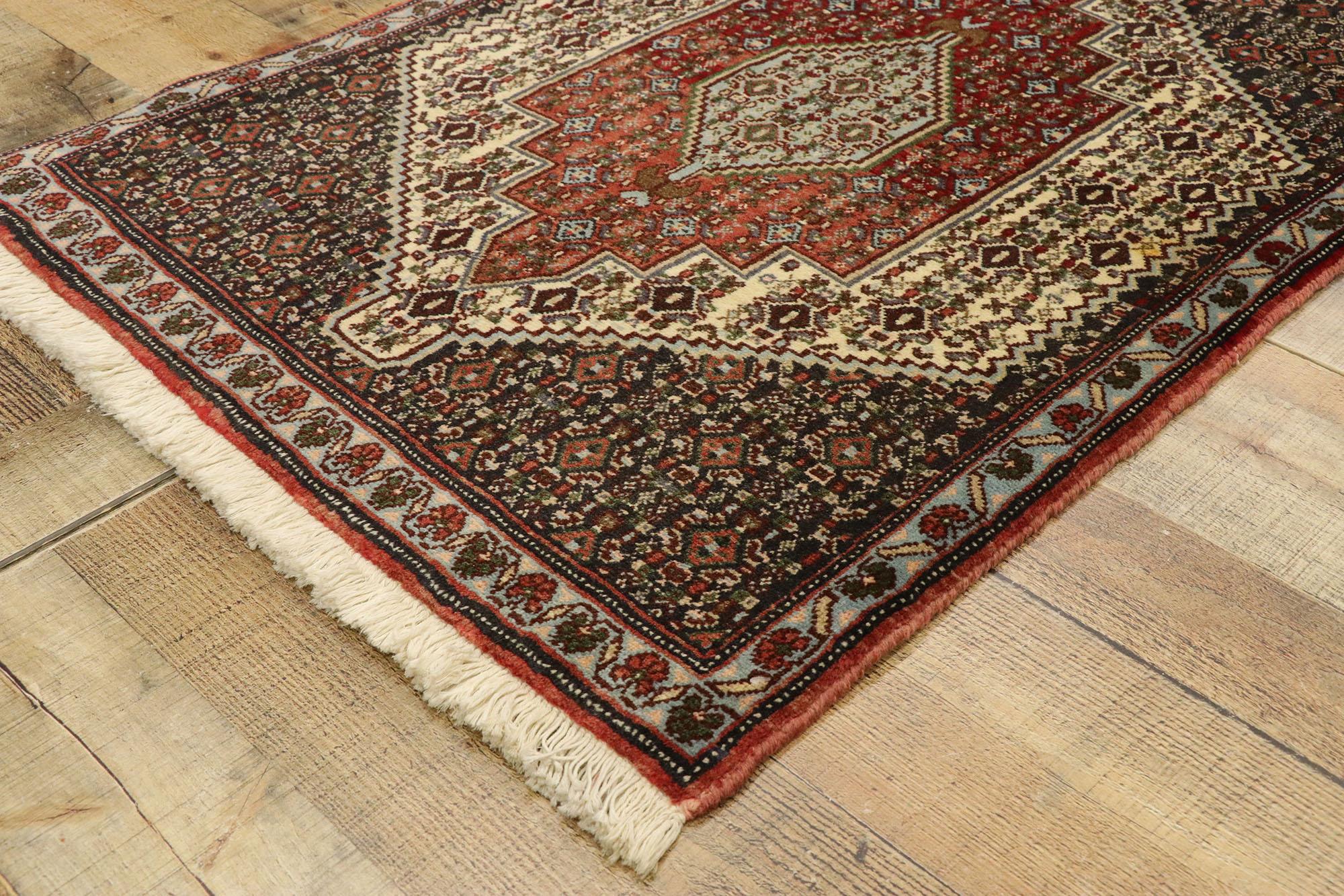 Mid-Century Modern Vintage Persian Sanadaj Accent Rug, Kitchen, Foyer or Entry Rug For Sale