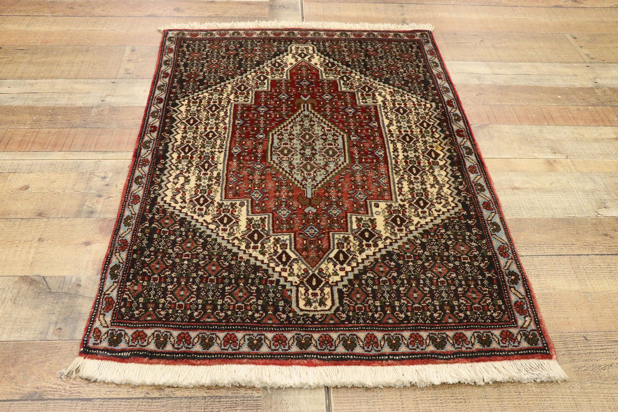 Hand-Knotted Vintage Persian Sanadaj Accent Rug, Kitchen, Foyer or Entry Rug For Sale