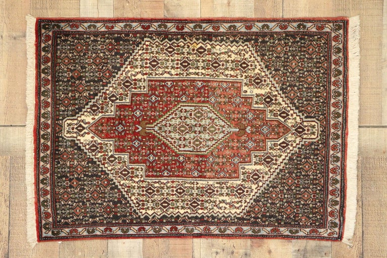 Sasanid Rug Vintage Persian Sanadaj Accent Rug, Kitchen, Foyer or Entry Rug For ...