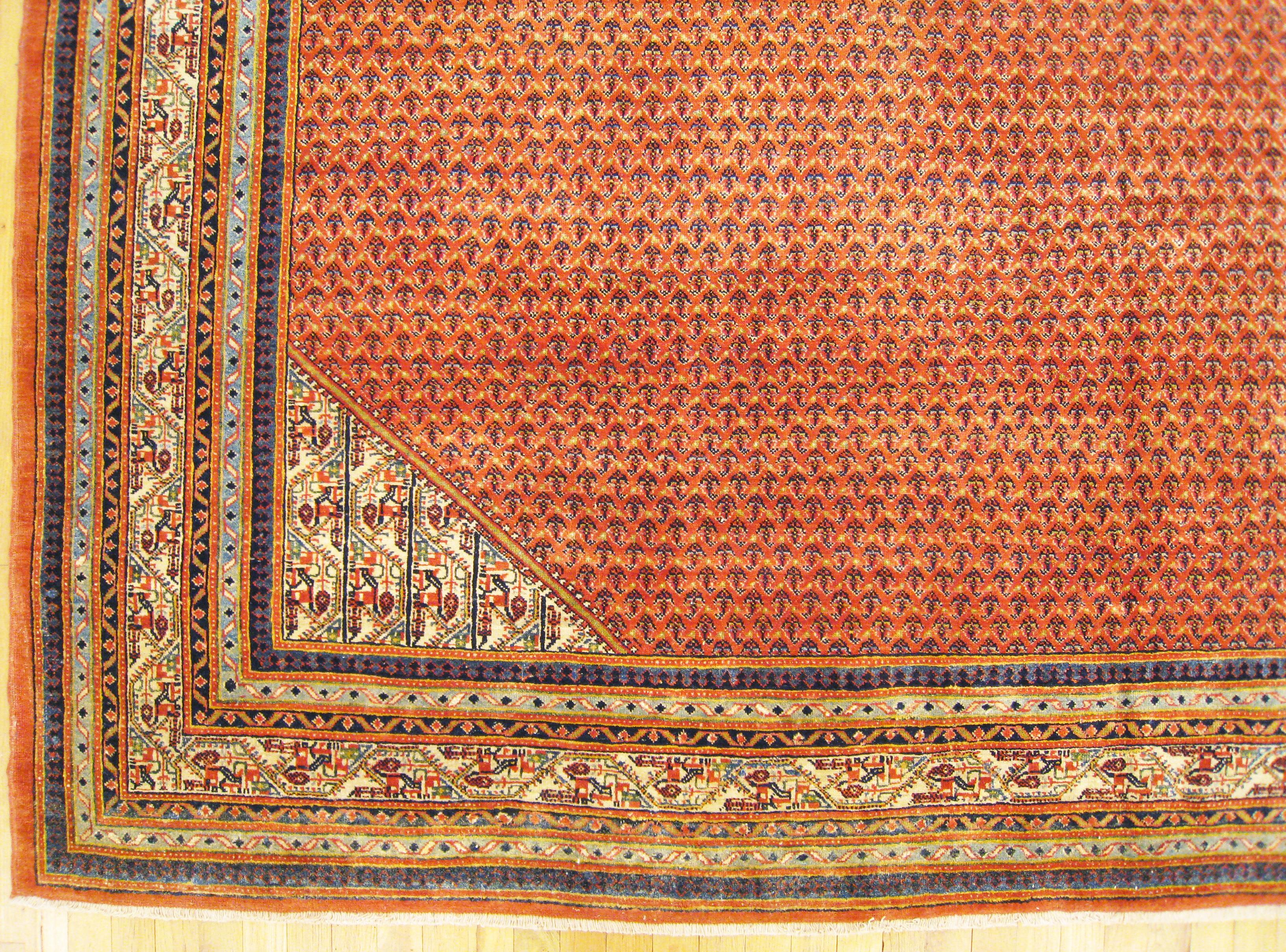 Hand-Knotted Vintage Persian Saraband Oriental Rug, in Room size, W/ Paisley Design For Sale