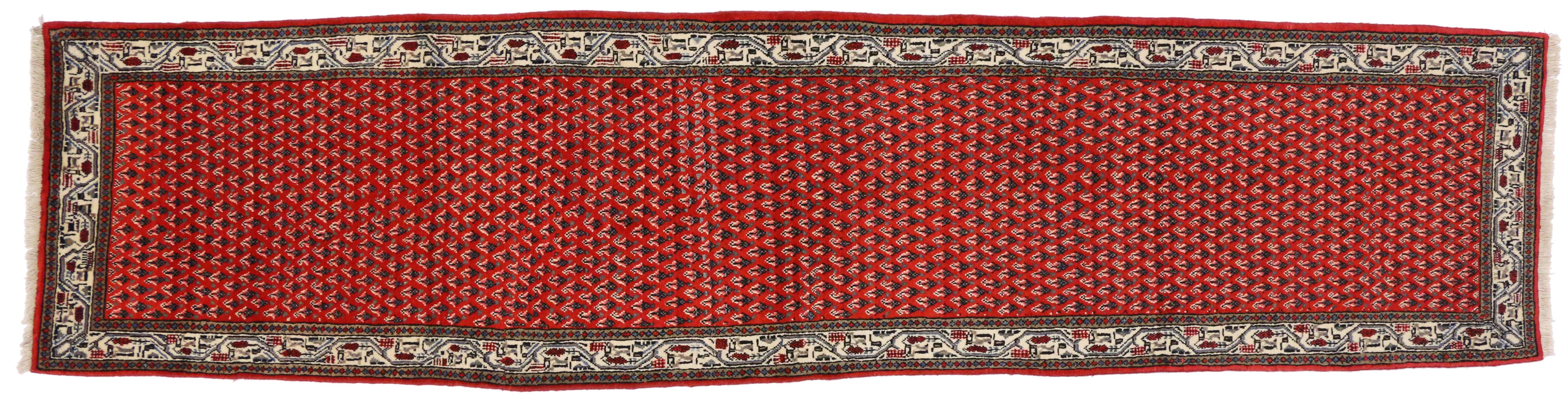 Wool Vintage Persian Saraband Rug Hamadan Runner with Mir Boteh Design For Sale
