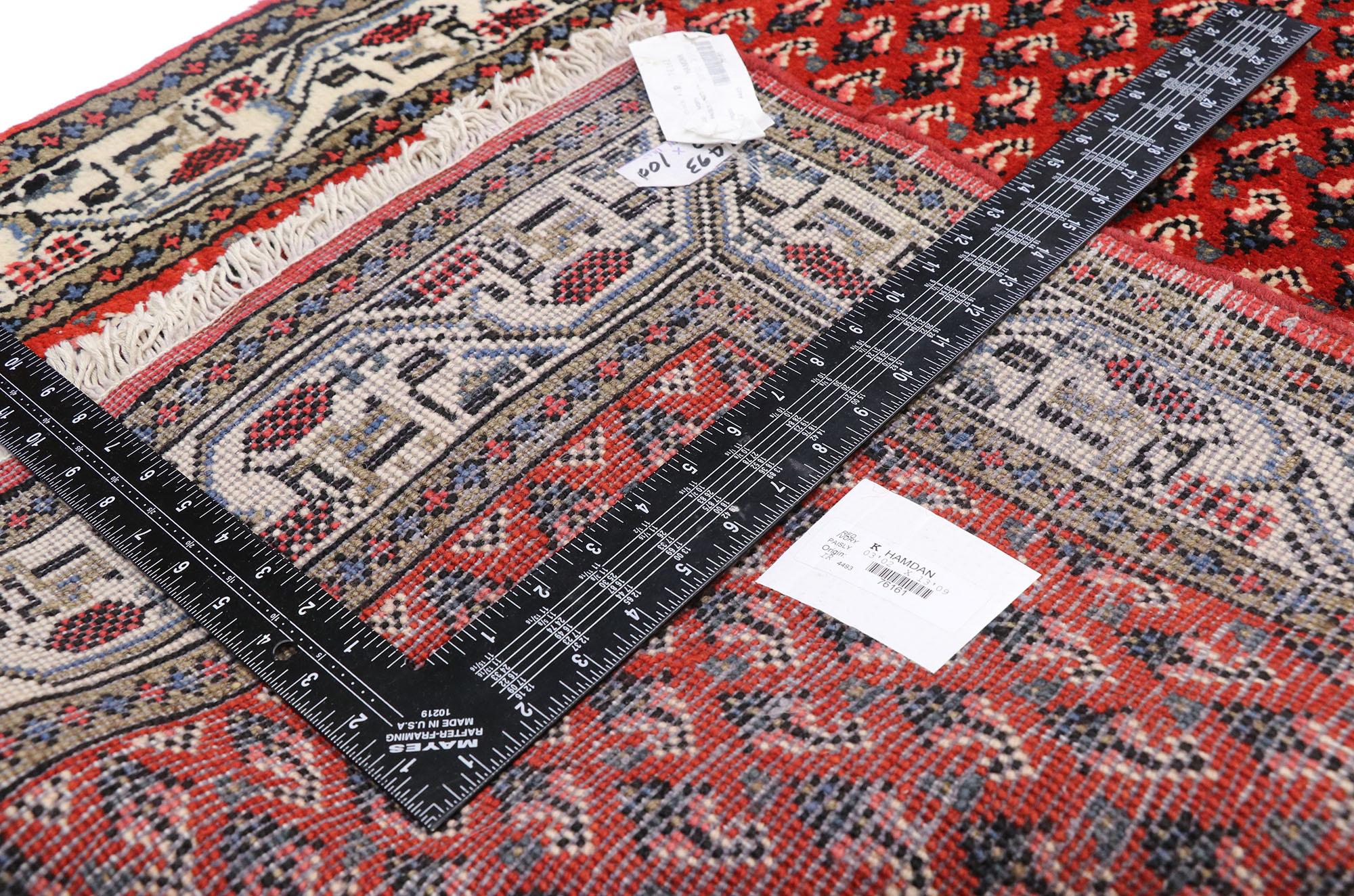 Malayer Vintage Persian Saraband Rug Hamadan Runner with Mir Boteh Design For Sale