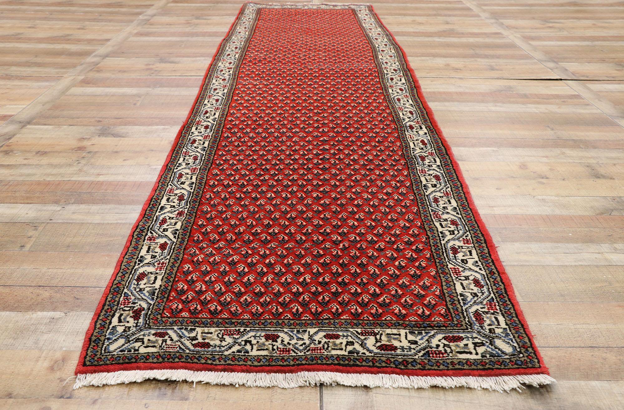 20th Century Vintage Persian Saraband Rug Hamadan Runner with Mir Boteh Design For Sale