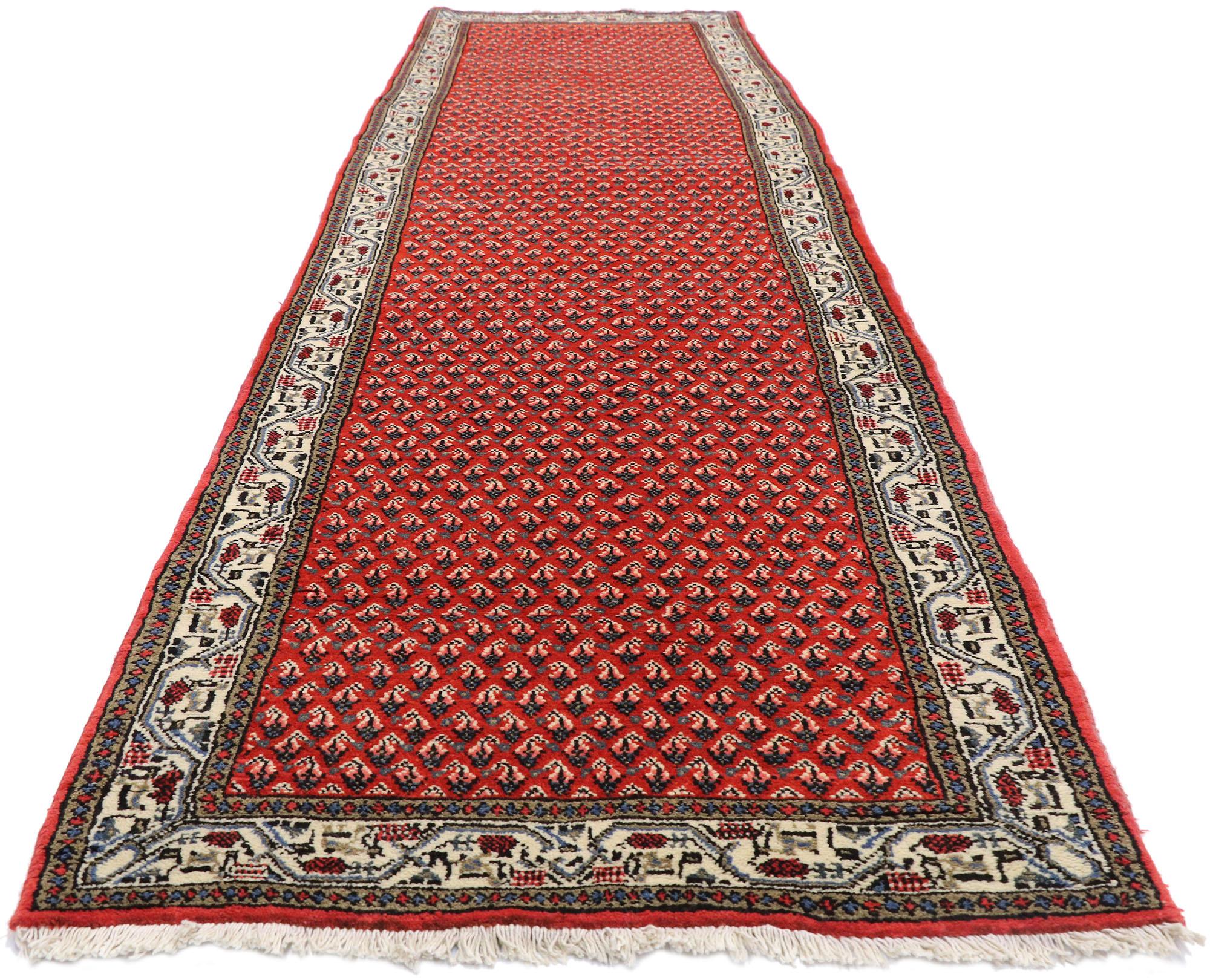 Perse Tapis de couloir persan Saraband vintage Hamadan avec motif Mir Boteh en vente