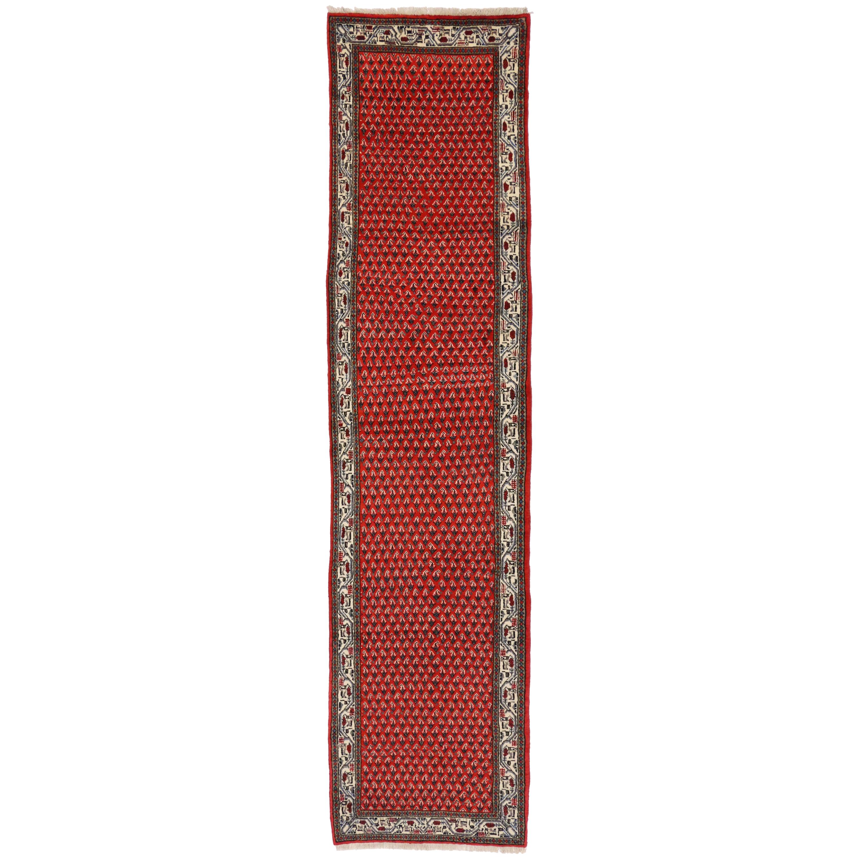 Tapis de couloir persan Saraband vintage Hamadan avec motif Mir Boteh en vente