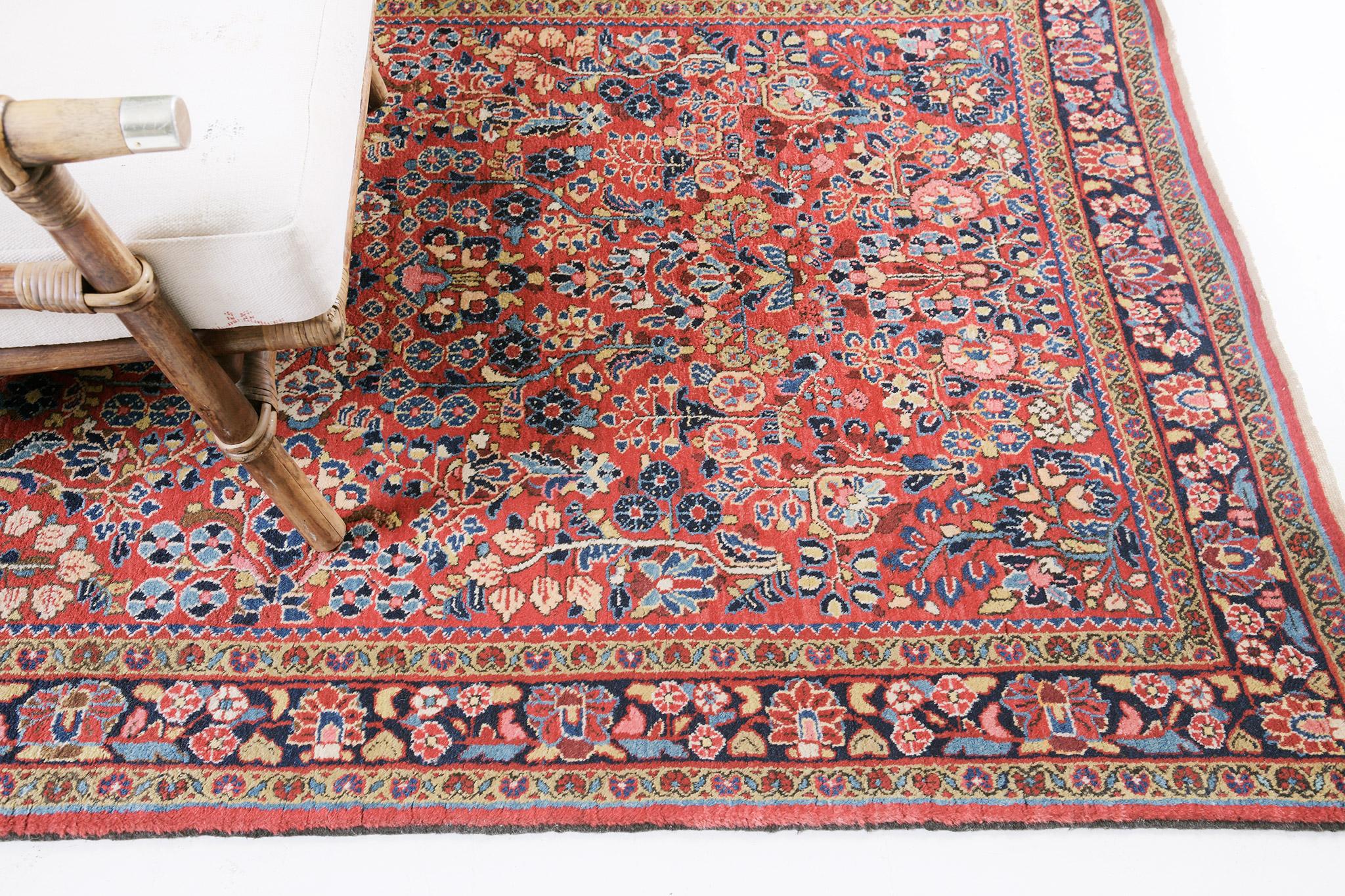 Hand-Knotted Vintage Persian Sarouk 29722 For Sale