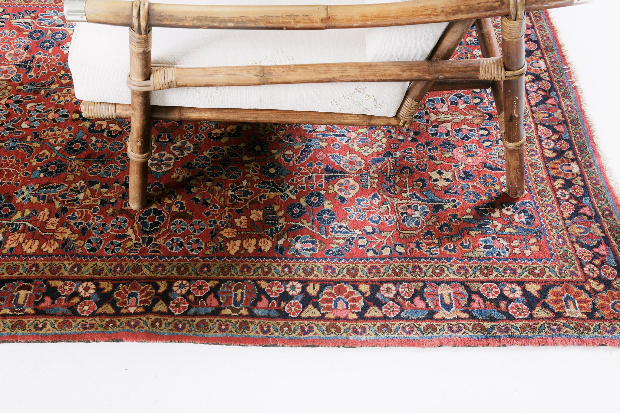 Wool Vintage Persian Sarouk 29722 For Sale