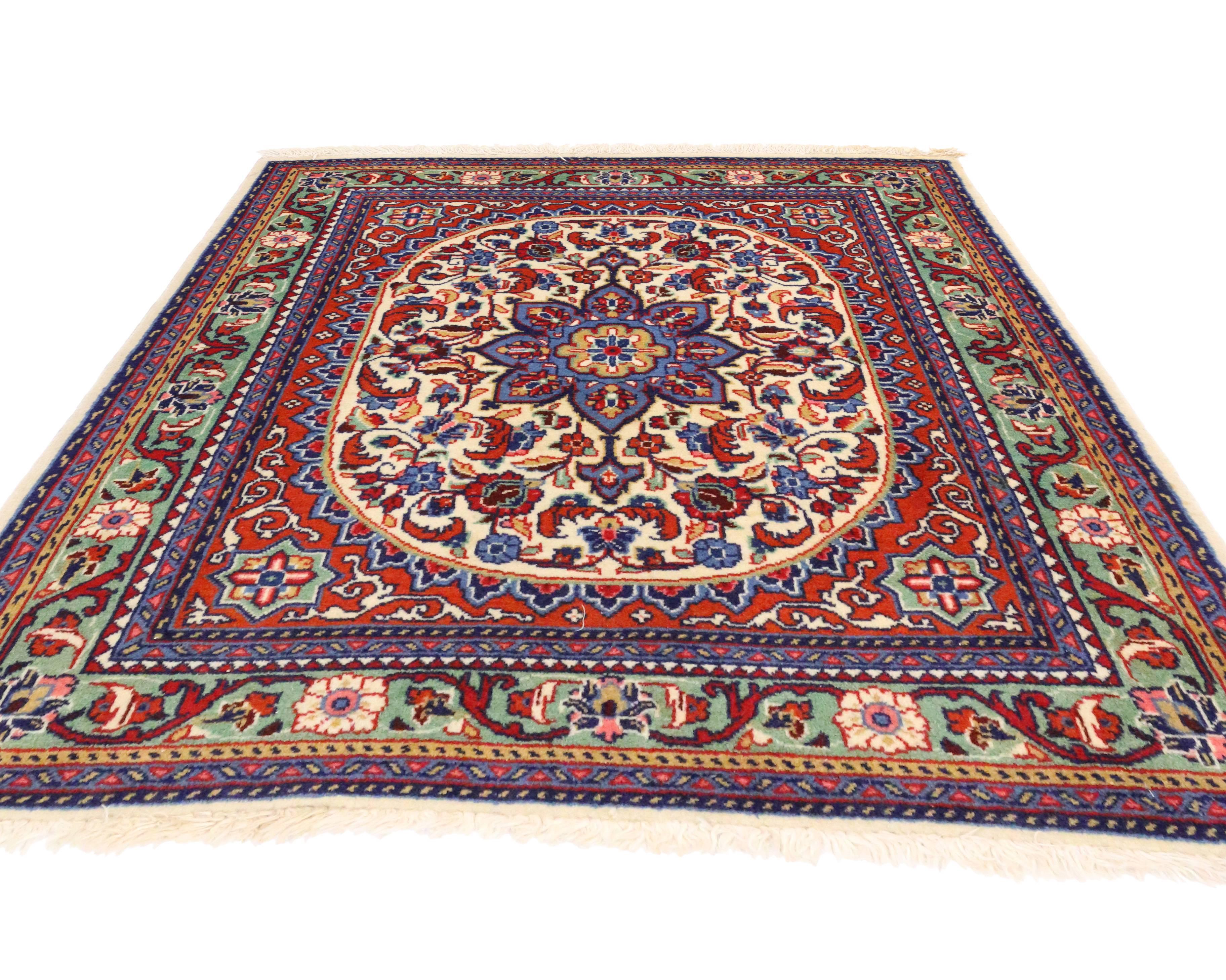 Aesthetic Movement Vintage Persian Sarouk Accent Rug For Sale