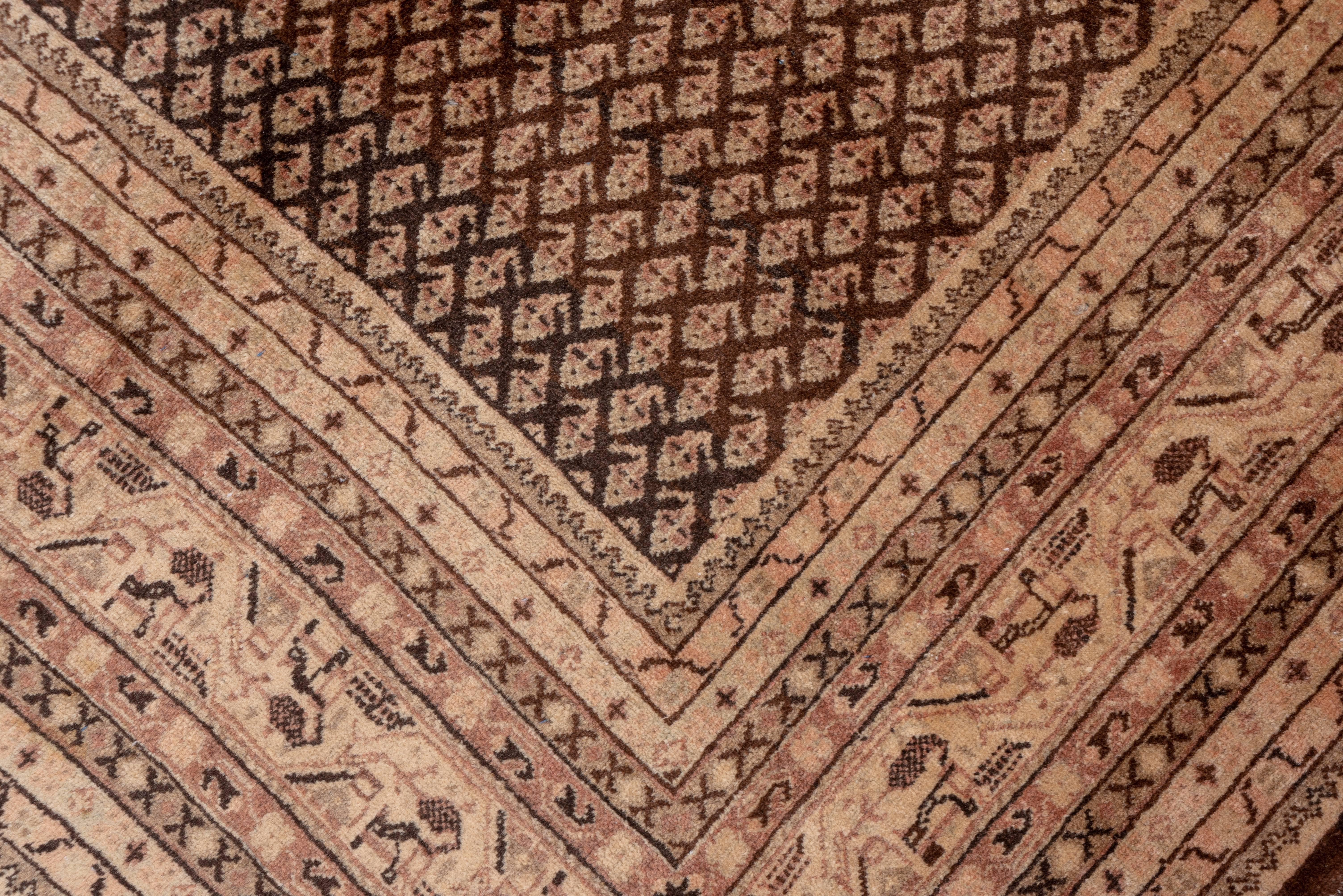 Vintage Persian Sarouk Carpet, Brown Allover Field, circa 1940s For Sale 3