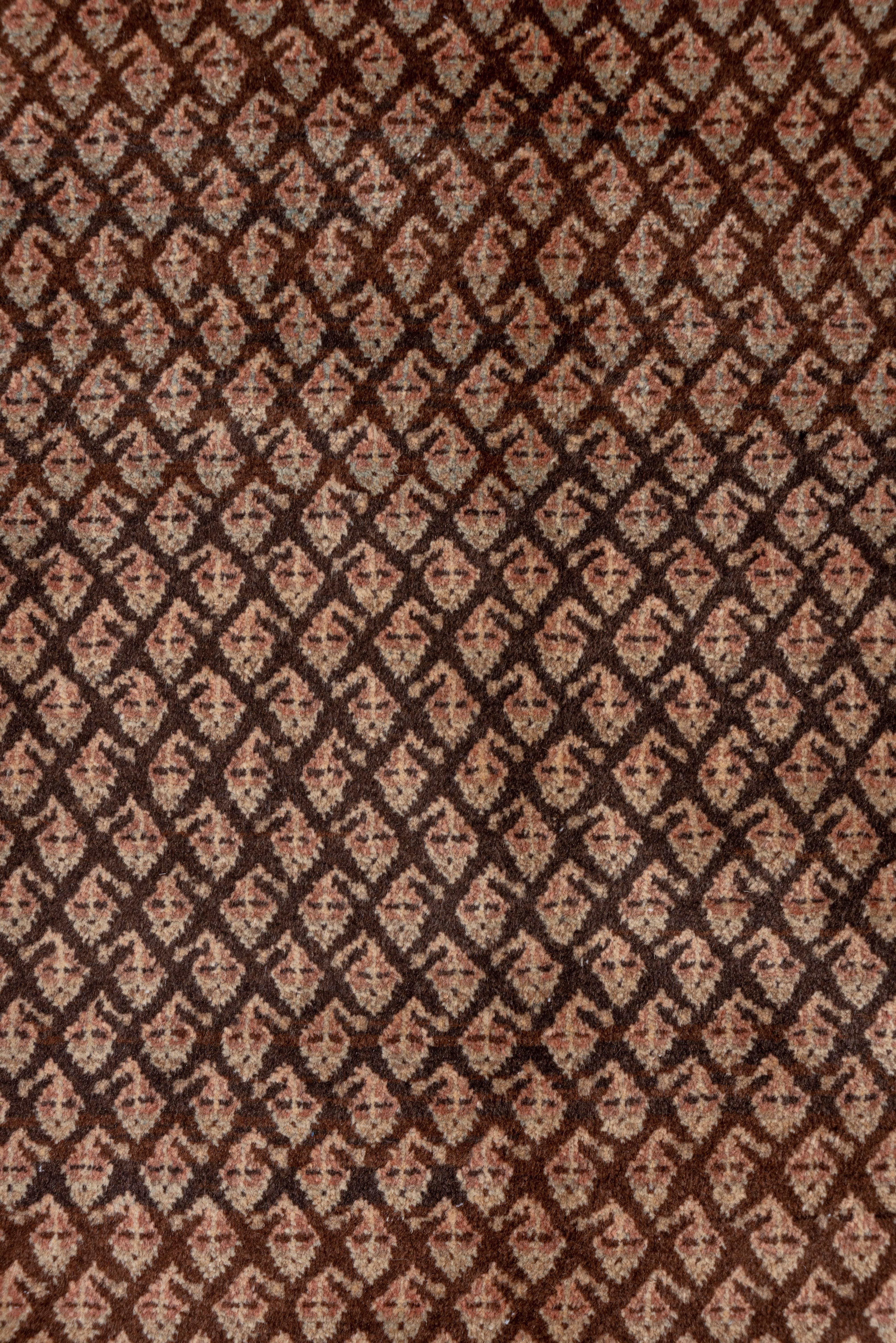 20th Century Vintage Persian Sarouk Carpet, Brown Allover Field, circa 1940s For Sale