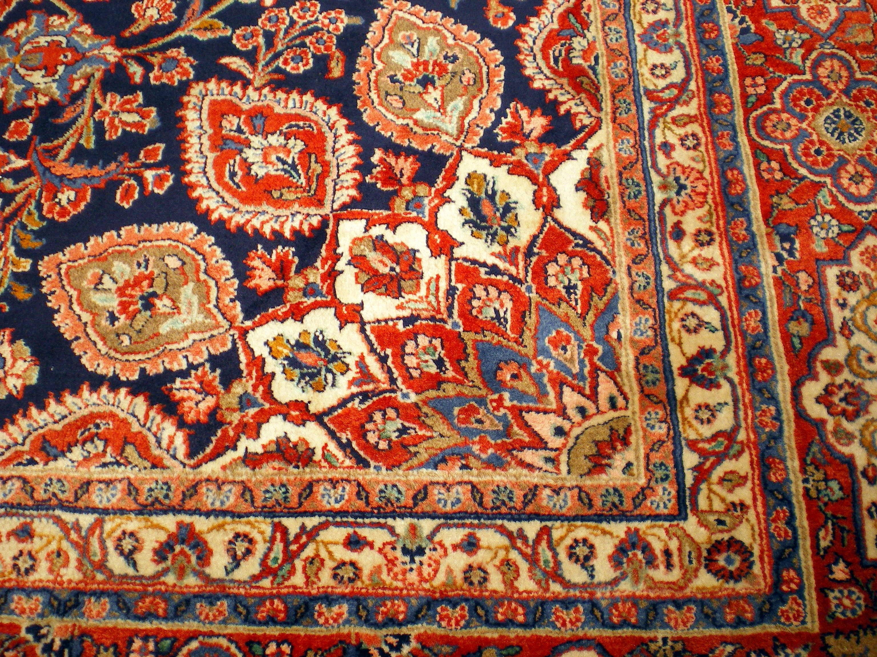 Wool Vintage Persian Sarouk For Sale