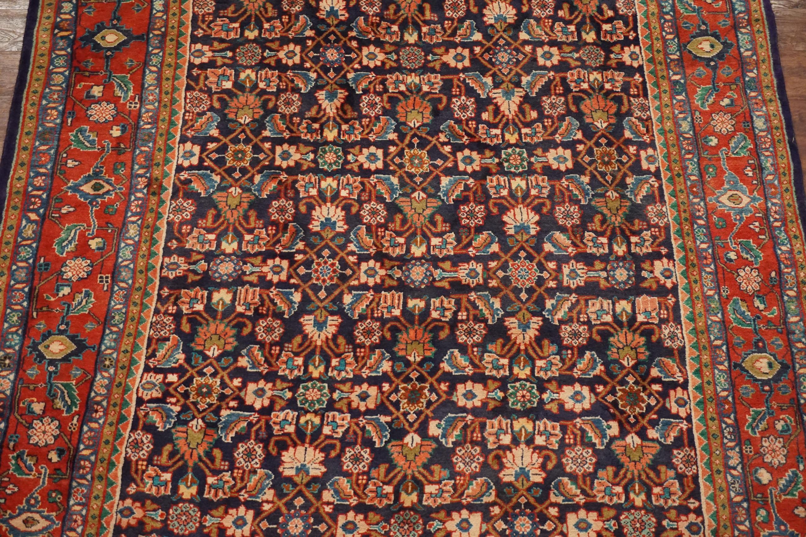 Hand-Knotted Vintage Persian Sarouk Mahal Herati Rug, circa 1940 For Sale