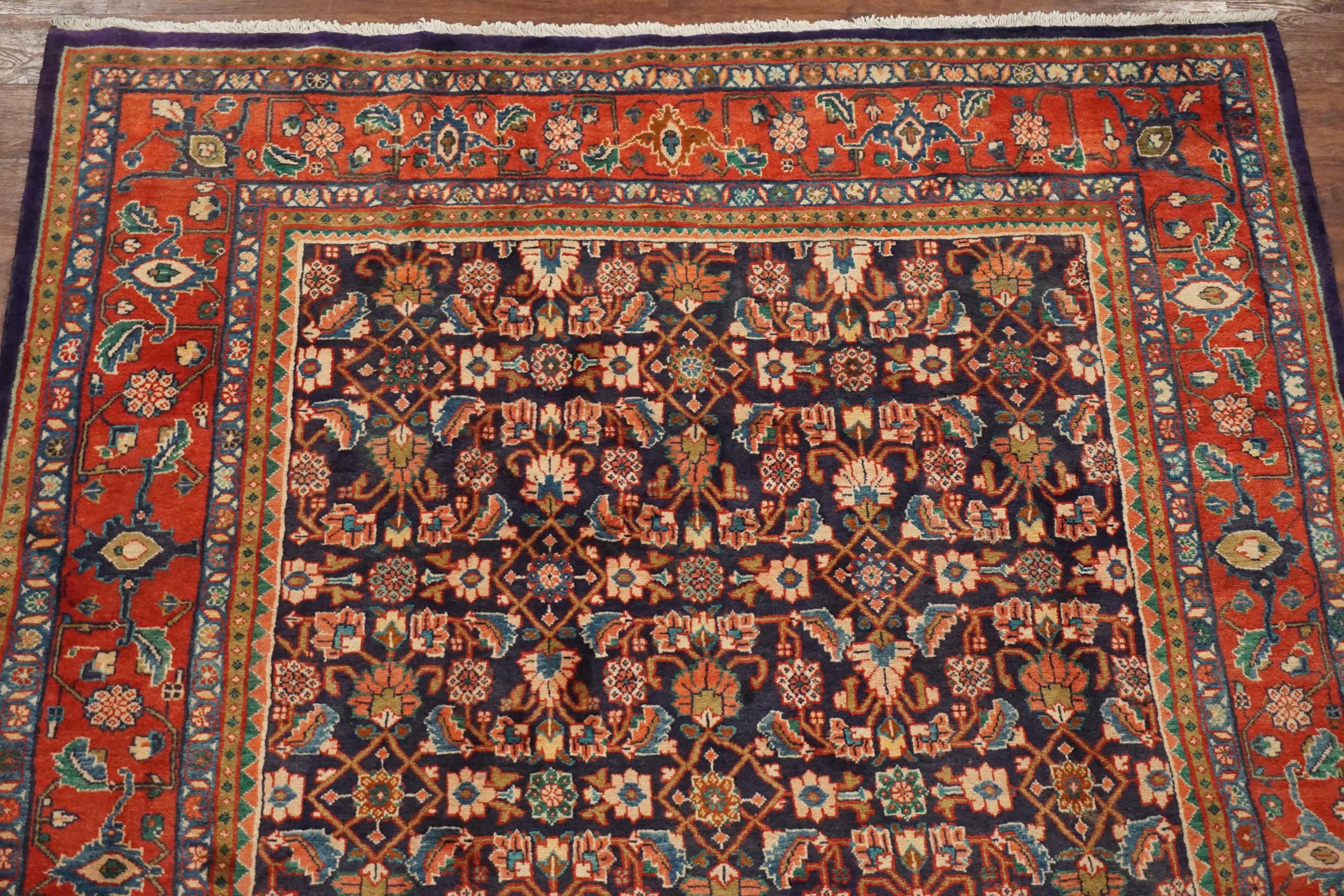 Vintage Persian Sarouk Mahal Herati Rug, circa 1940 In Excellent Condition For Sale In Northridge, CA