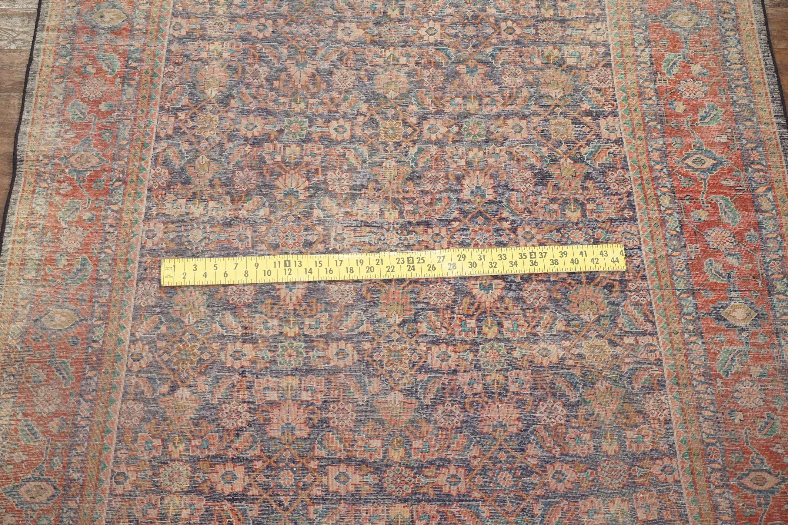 Wool Vintage Persian Sarouk Mahal Herati Rug, circa 1940 For Sale