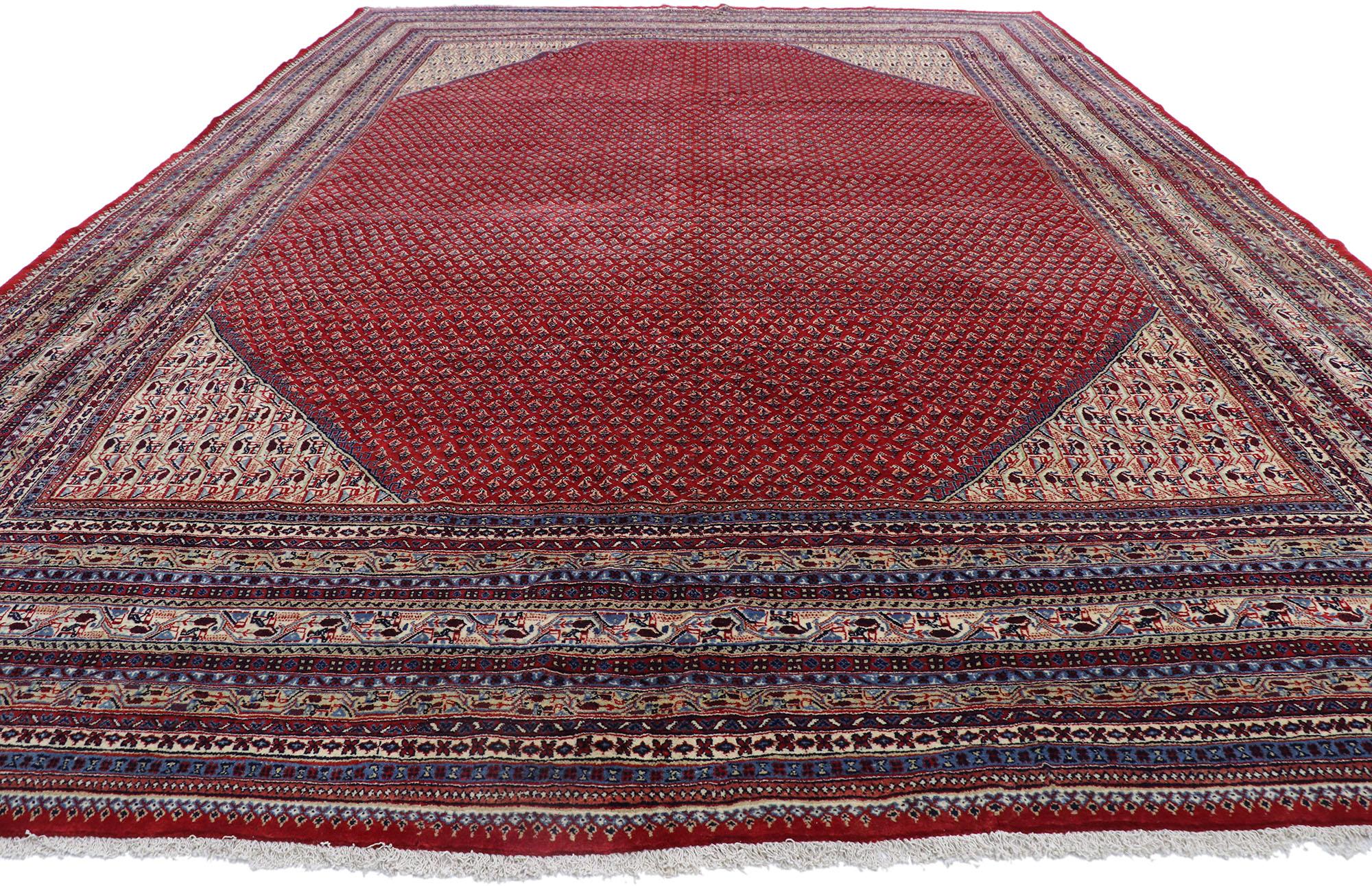 Sarouk Farahan Vintage Persian Sarouk Mir Boteh Rug with Jacobean Style For Sale