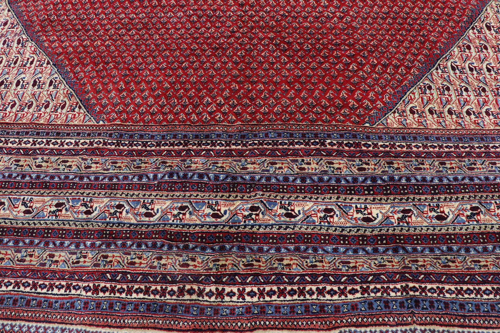Hand-Knotted Vintage Persian Sarouk Mir Boteh Rug with Jacobean Style For Sale