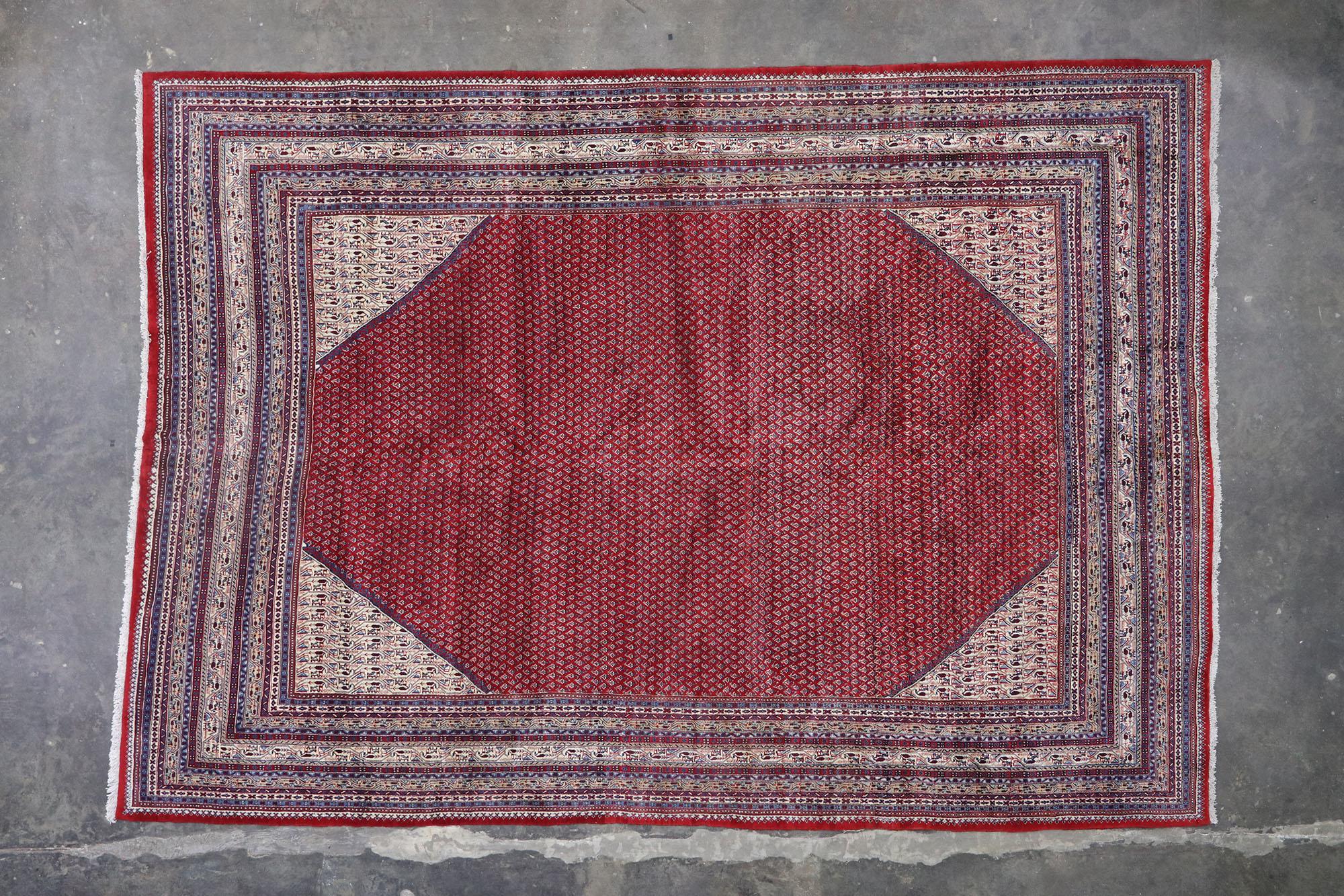 Vintage Persian Sarouk Mir Boteh Rug with Jacobean Style For Sale 1