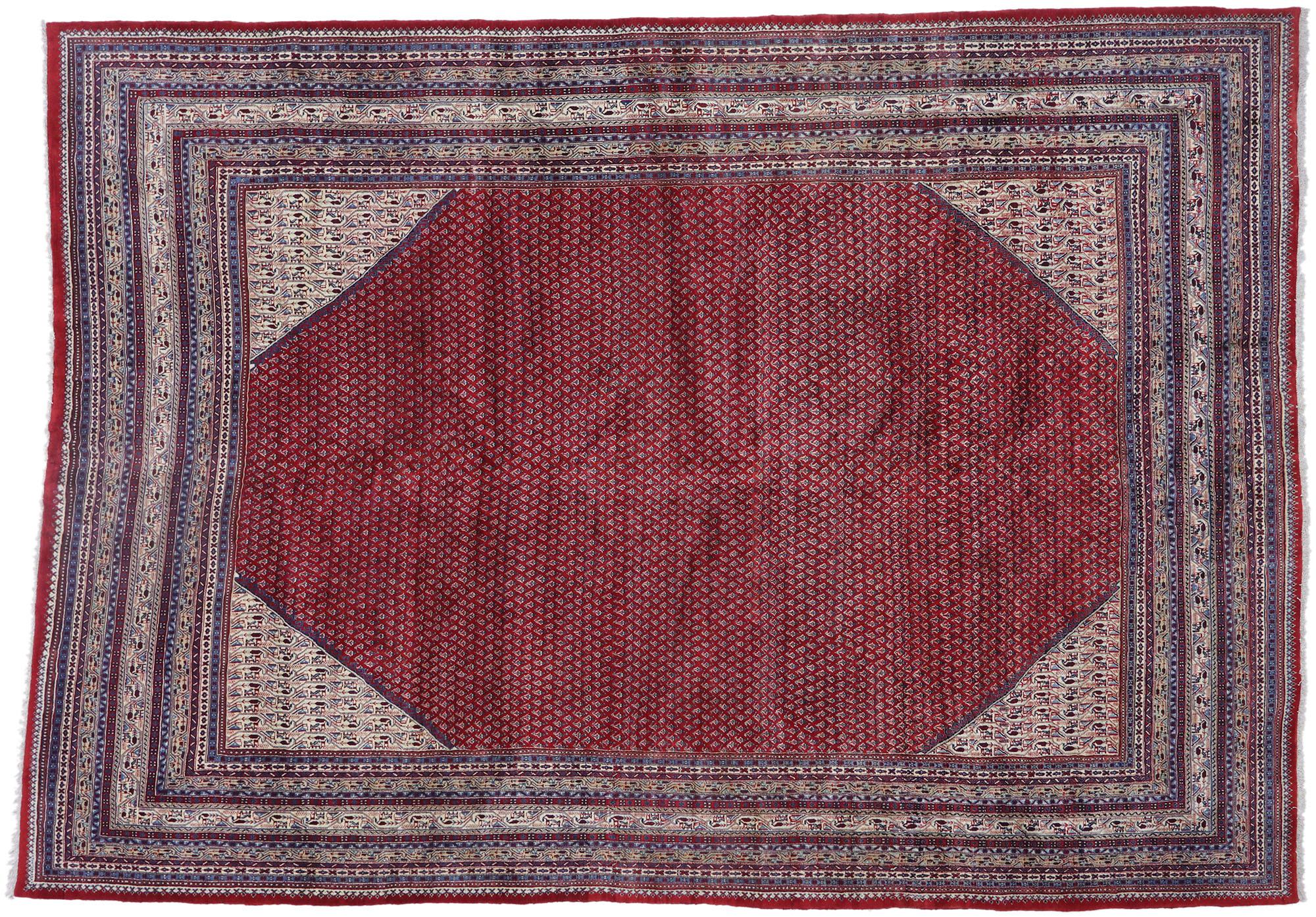 Vintage Persian Sarouk Mir Boteh Rug with Jacobean Style For Sale 2