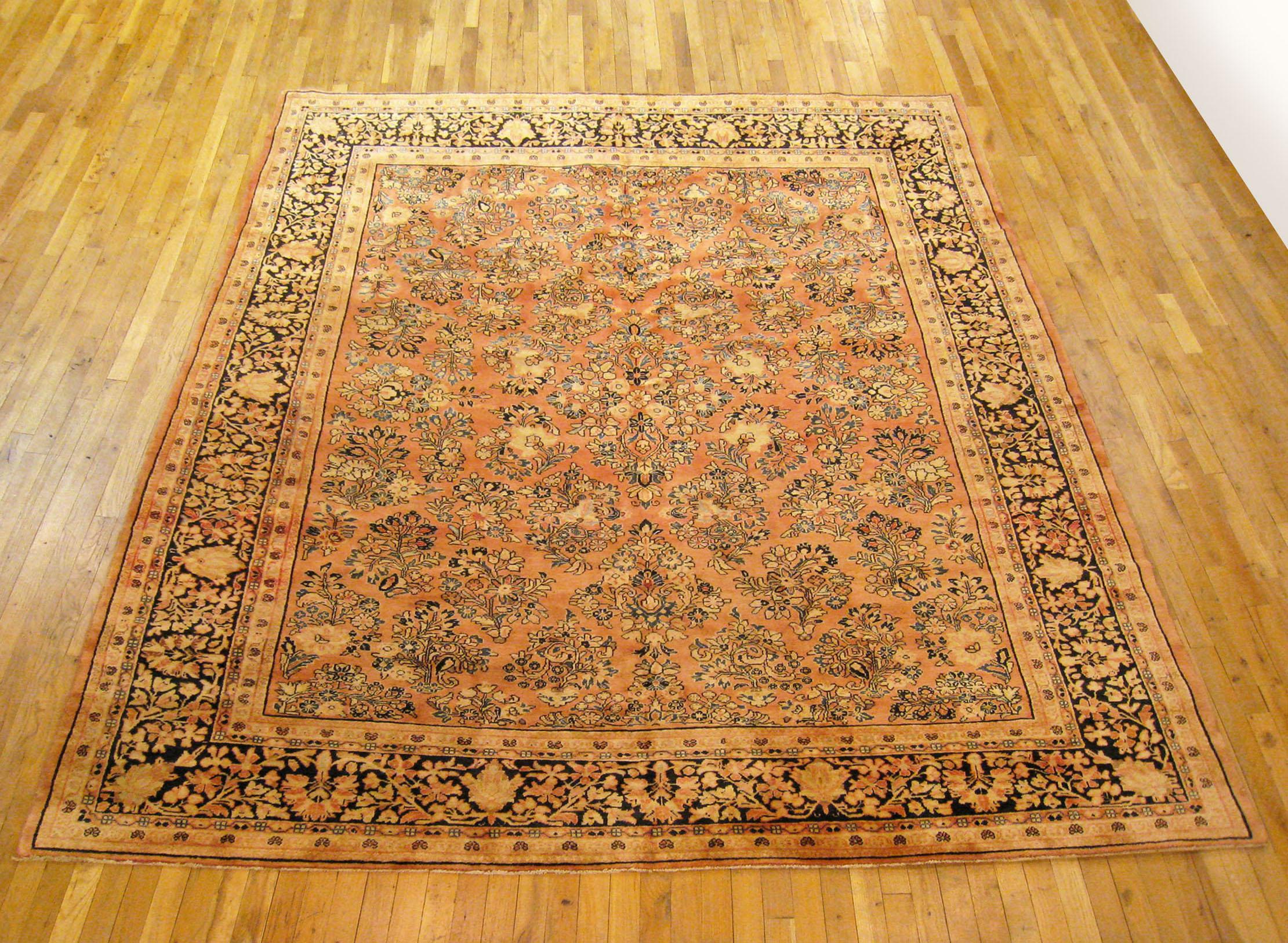 Vintage Persian Sarouk Orientteppich, circa 1930, Zimmergröße

Ein alter persischer Sarouk-Oriental-Teppich, Größe 10'1
