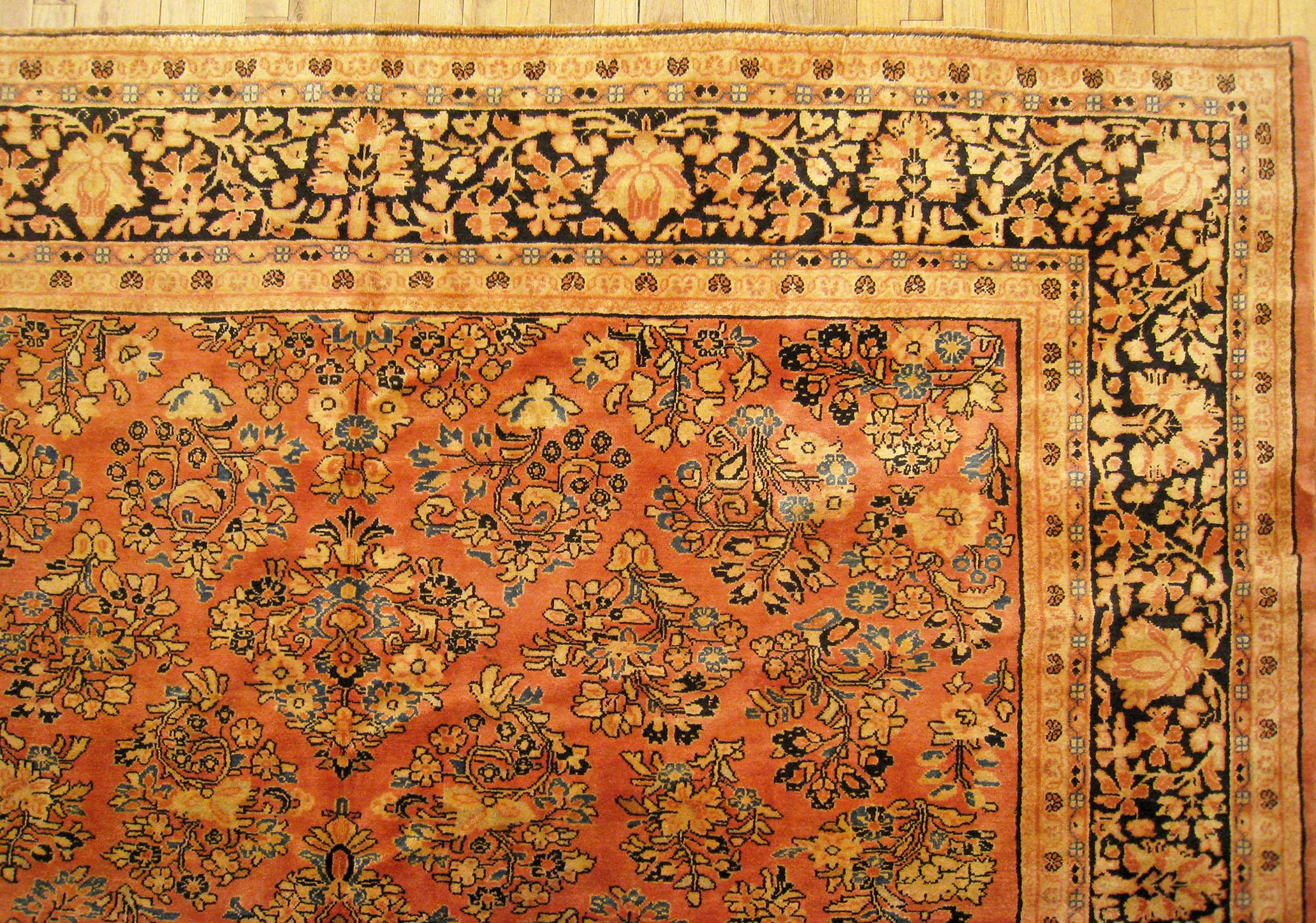 Vintage Persian Sarouk Oriental Rug, in Room Size, with Intricate Floral Design In Good Condition For Sale In New York, NY