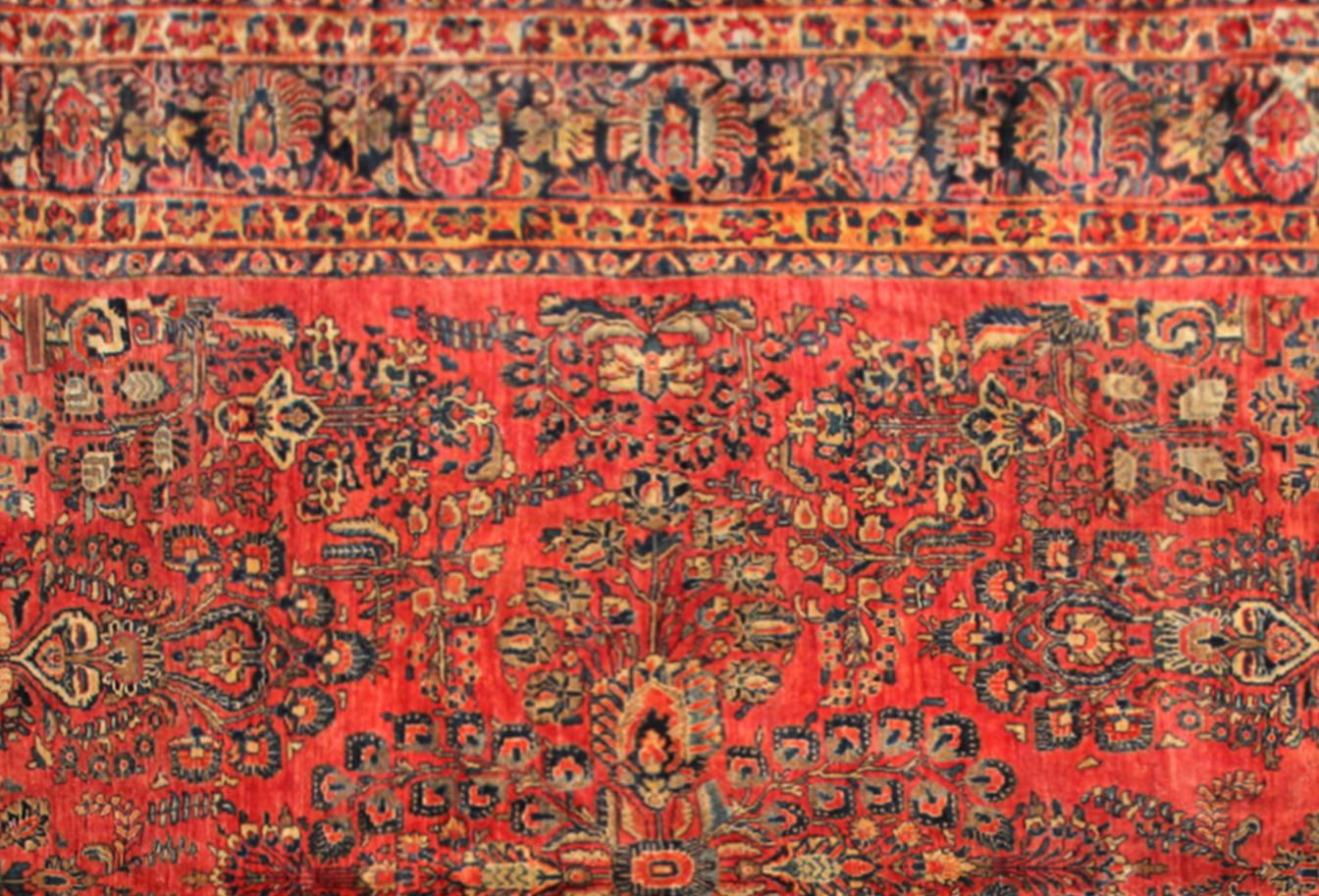 Vintage Persian Sarouk Oriental Rug, in Room Size, with Intricate Floral Design For Sale 1
