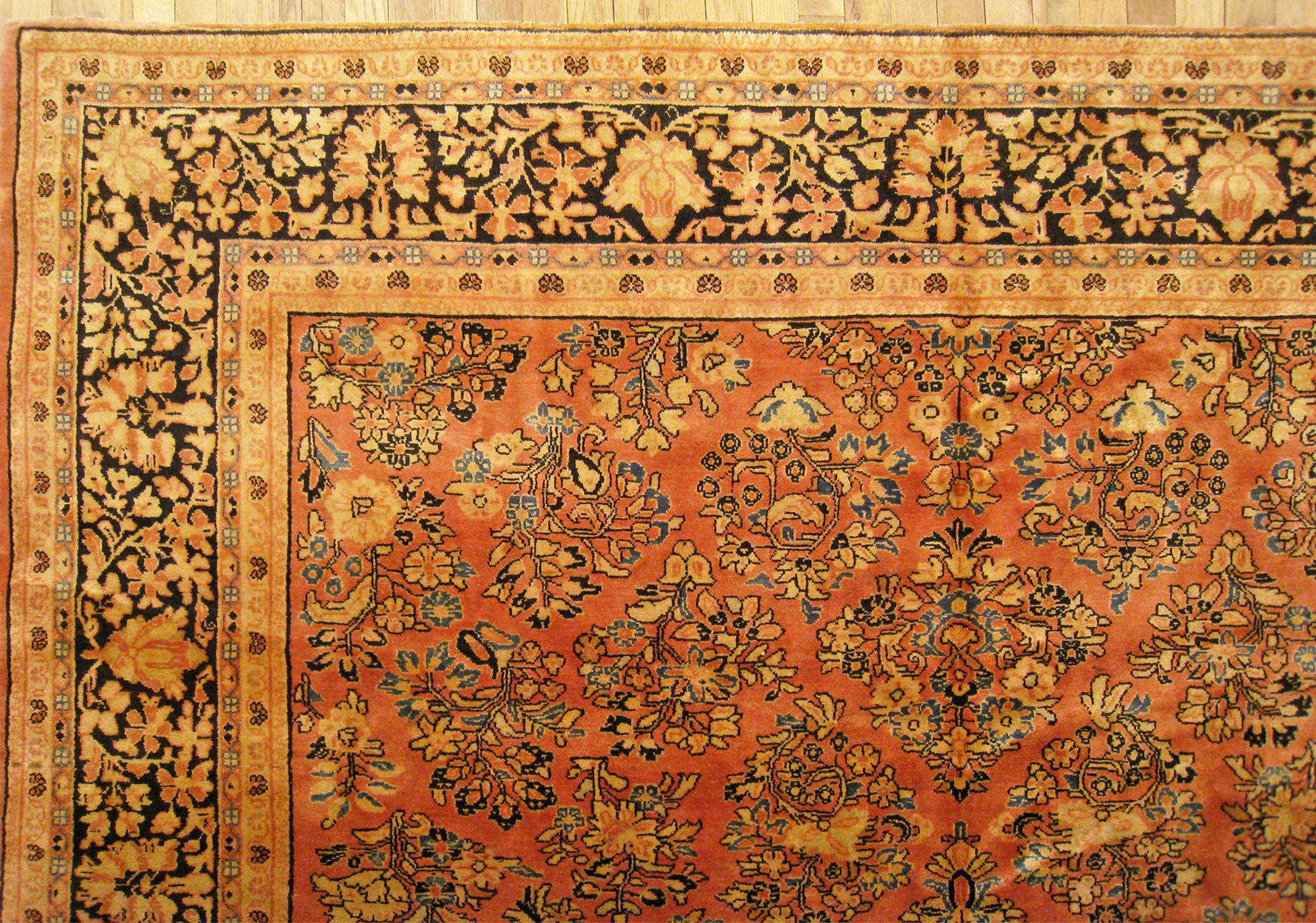 Vintage Persian Sarouk Oriental Rug, in Room Size, with Intricate Floral Design For Sale 1