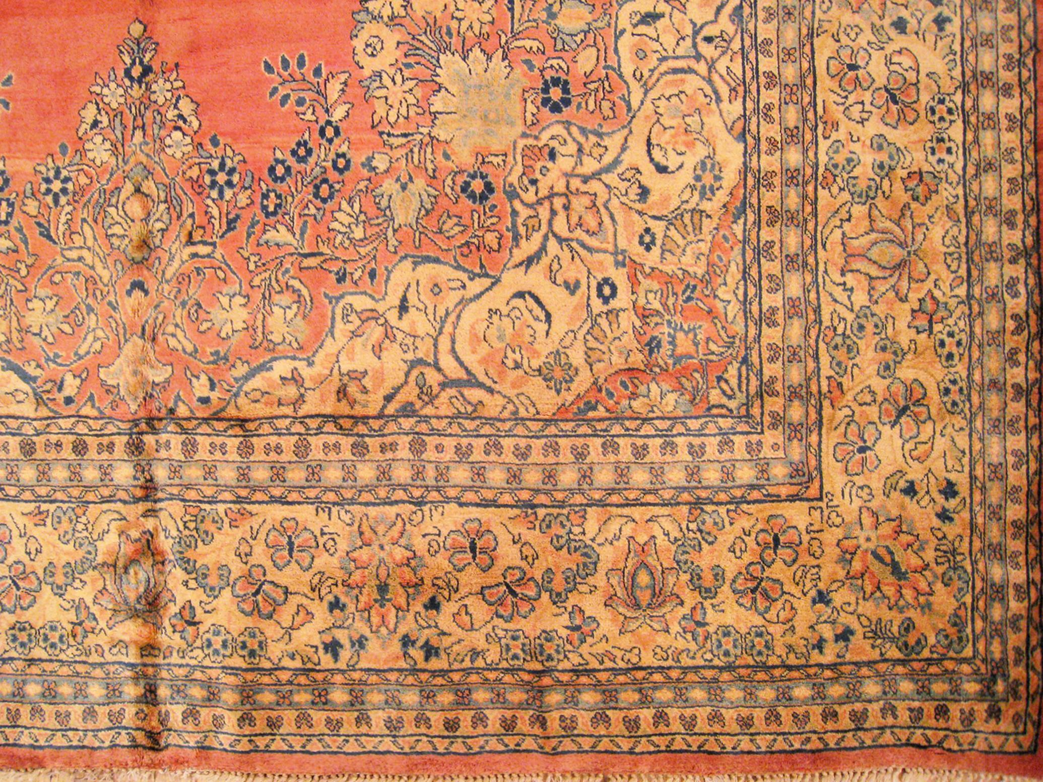 Mid-20th Century Vintage Persian Sarouk Oriental Rug, in Room Size, with Medallion, circa 1940 For Sale
