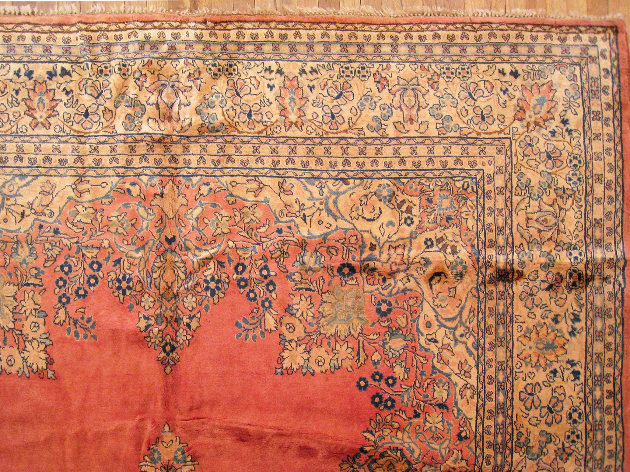 Vintage Persian Sarouk Oriental Rug, in Room Size, with Medallion, circa 1940 For Sale 3
