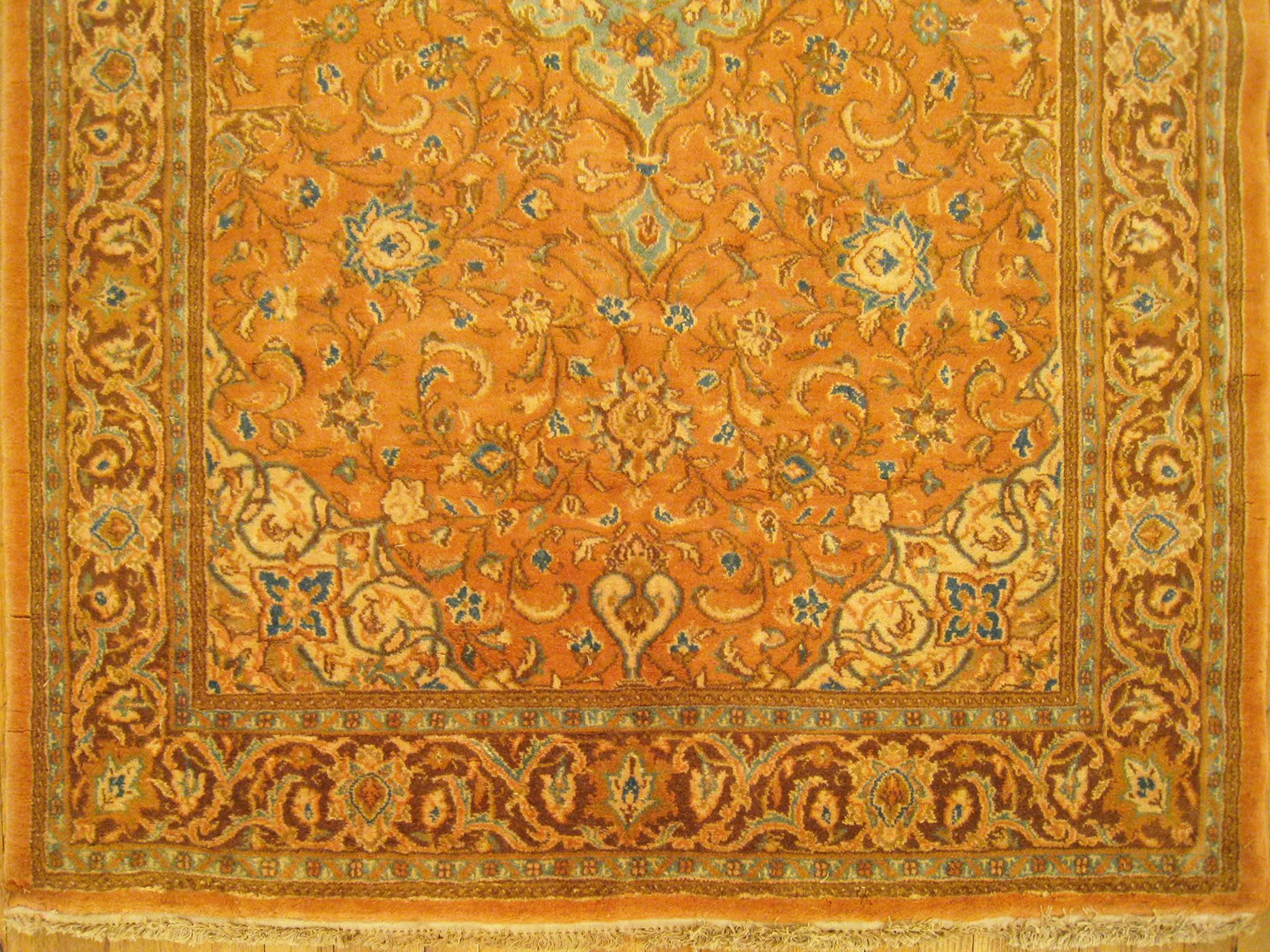 Hand-Knotted Vintage Persian Sarouk Oriental Rug, in Small Size, with Central Medallion