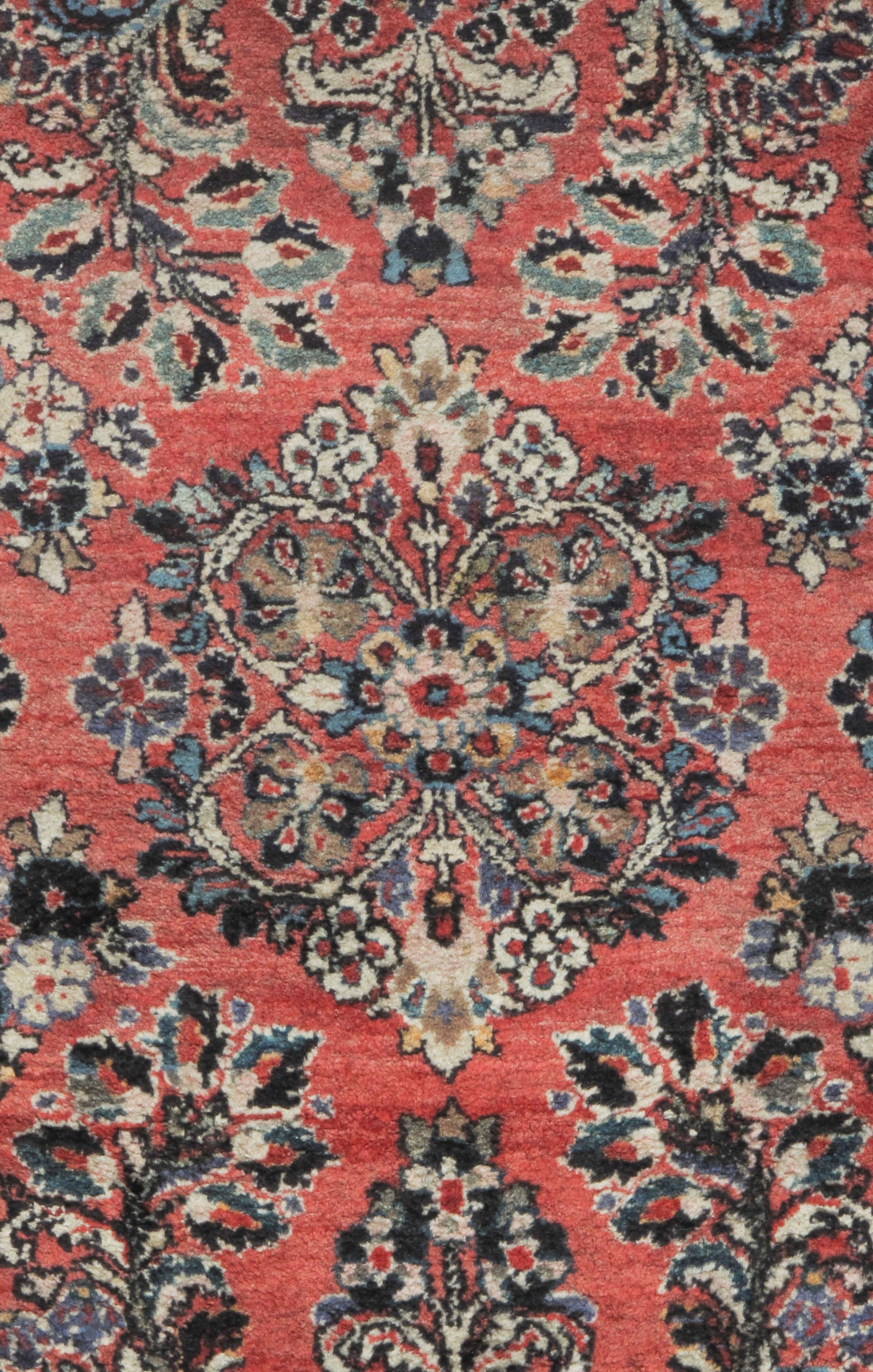 Hand-Woven Vintage Persian Sarouk Rug  3'3 x 4'11 For Sale