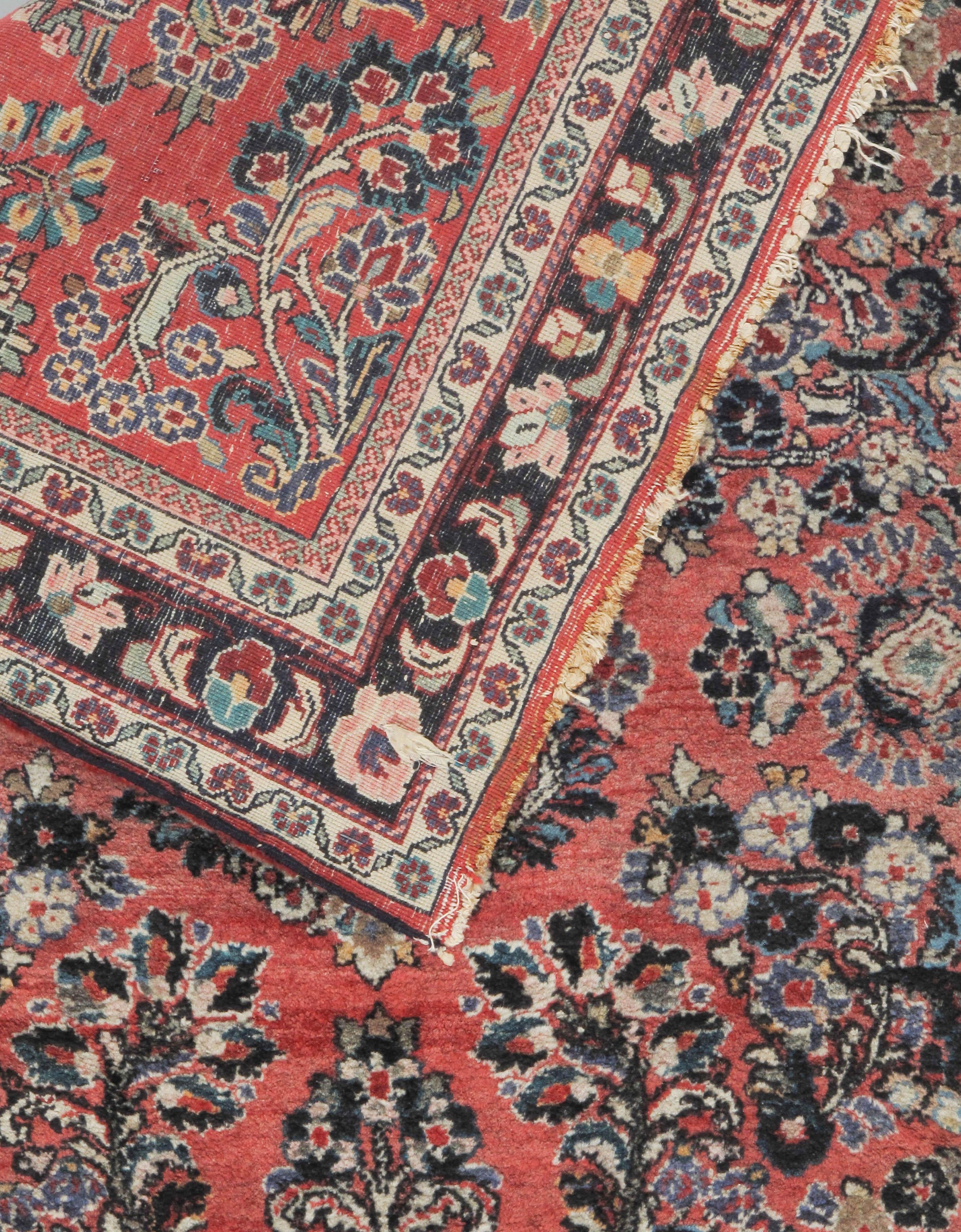 Alfombra Persa Sarouk Vintage 3'3 x 4'11 Tejido a mano en venta