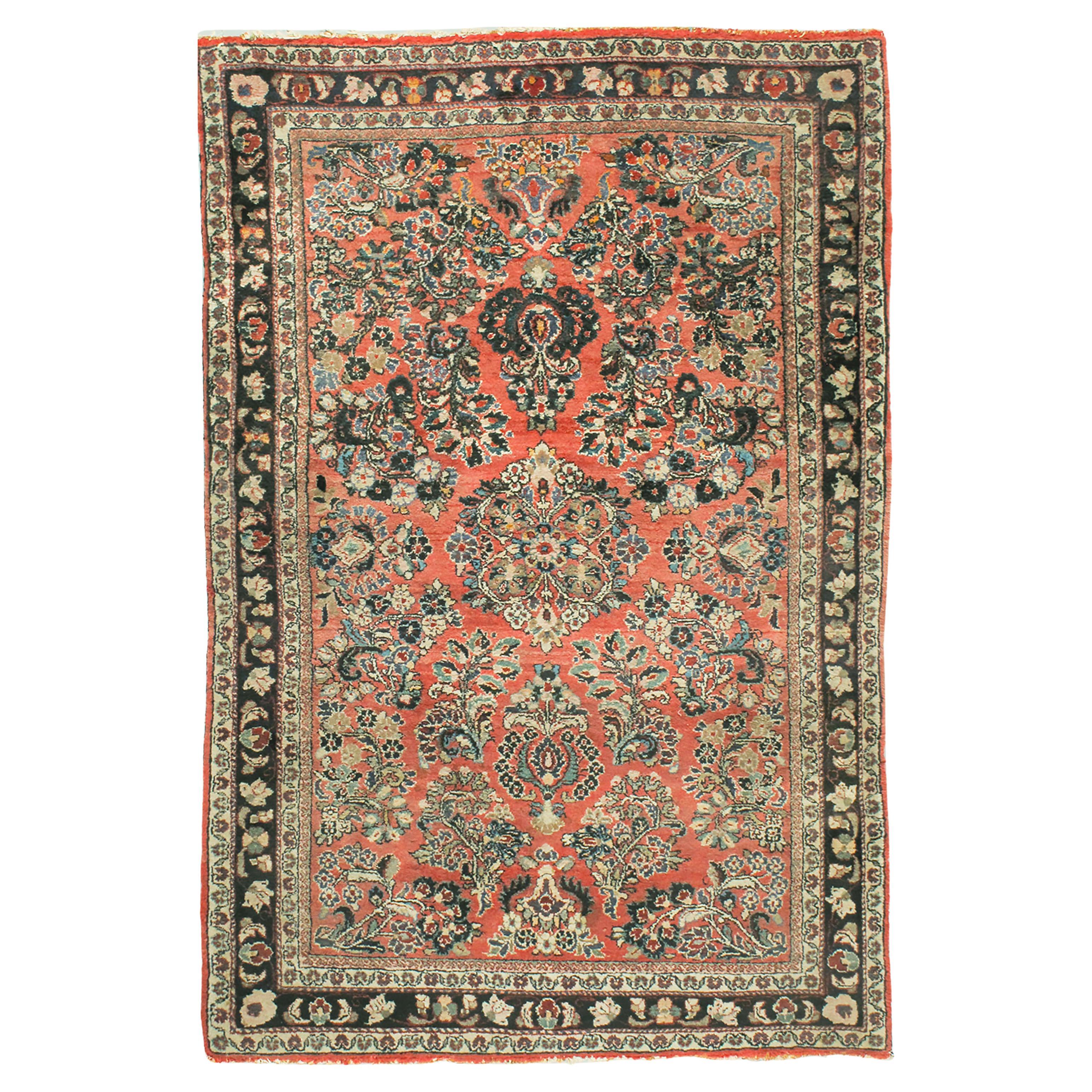 Persischer Sarouk-Teppich im Vintage-Stil 3'3 x 4'11