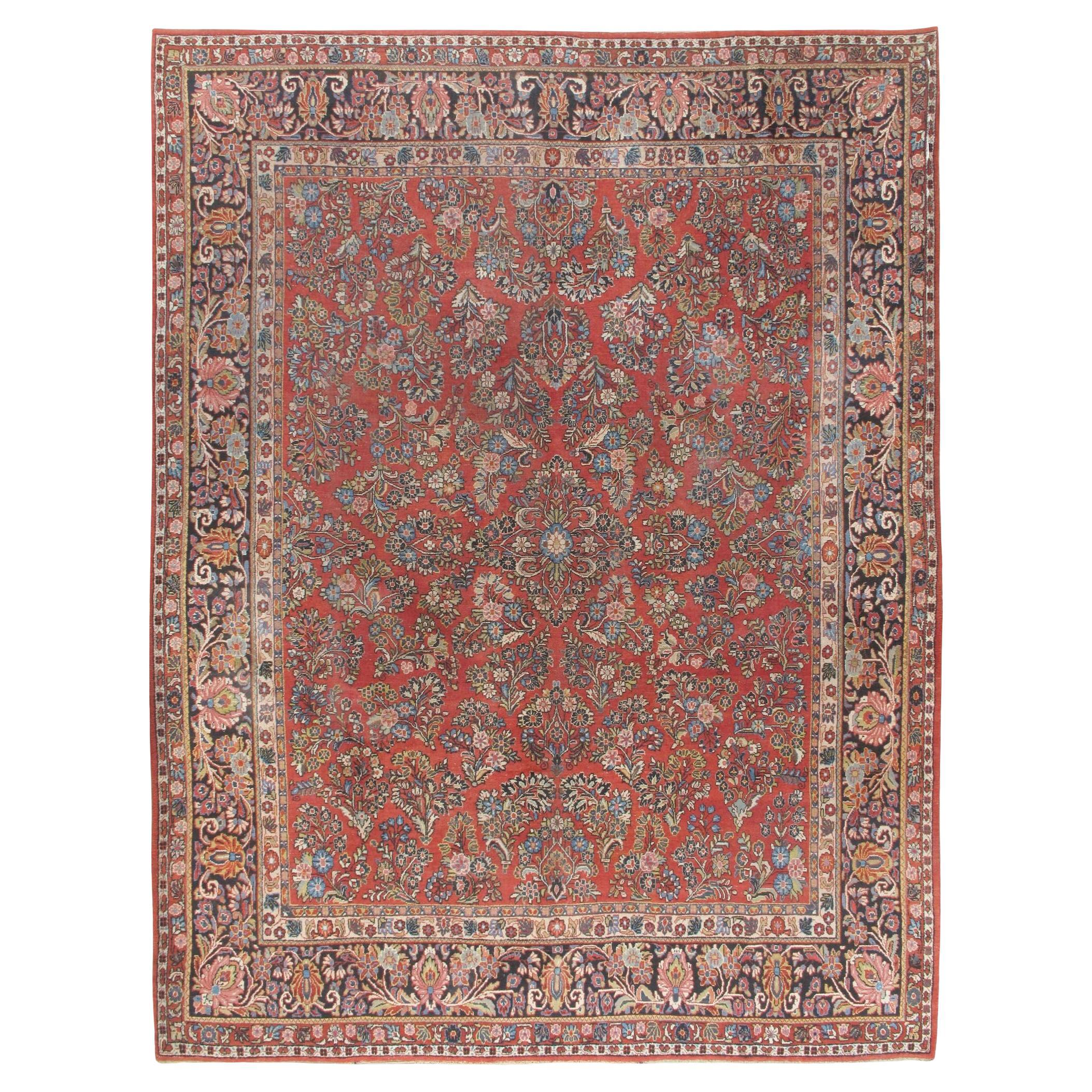 Vintage Persian Sarouk Rug  9'2 x 11'9 For Sale