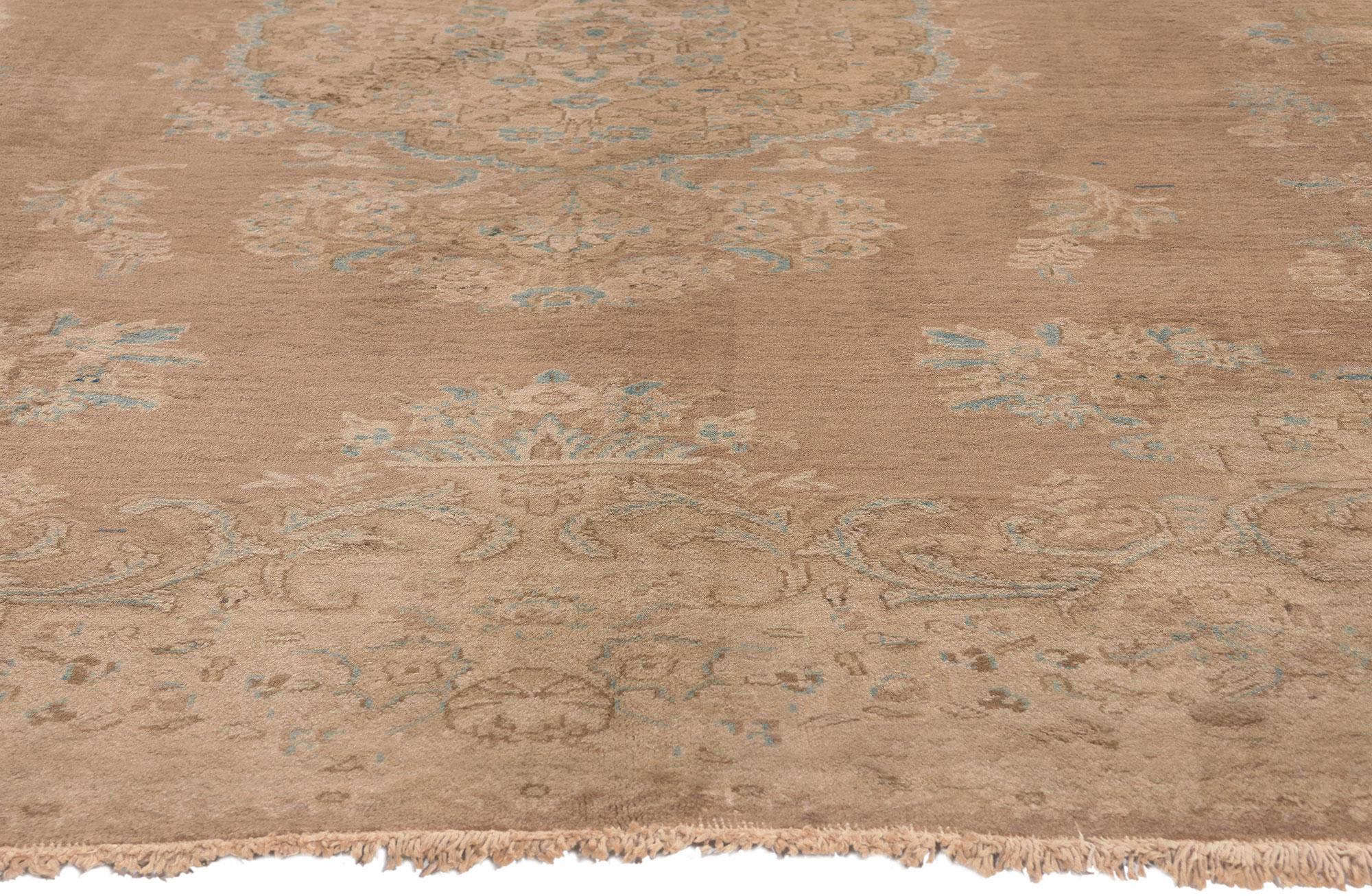 Hand-Knotted Vintage Persian Sarouk Rug, Earth-Tone Elegance Meets Soft and Subtle For Sale
