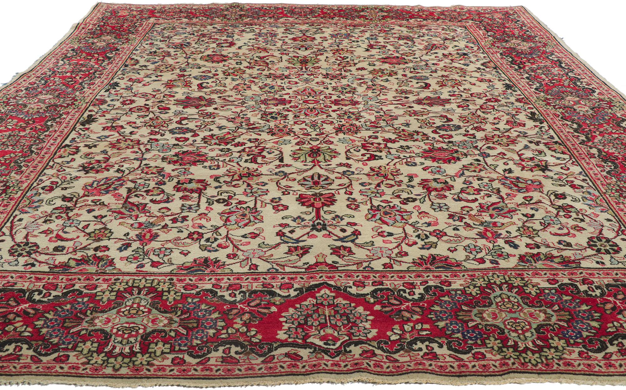 Sarouk Farahan Vintage Persian Sarouk Rug, Neoclassic Elegance Meets Old World Charm For Sale