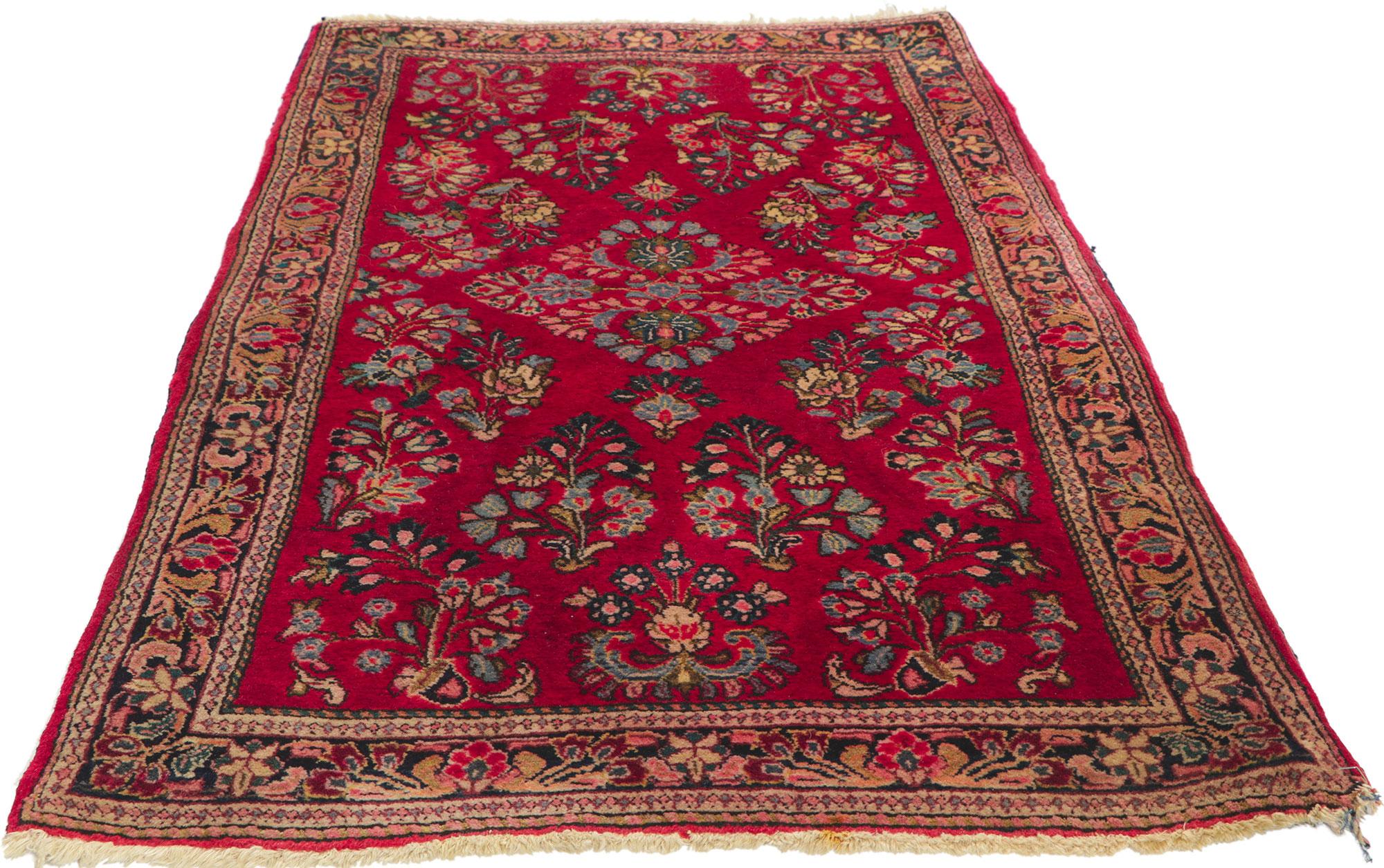 Sarouk Farahan Vintage Persian Sarouk Rug, Traditional Sensibility Meets Regal Allure For Sale